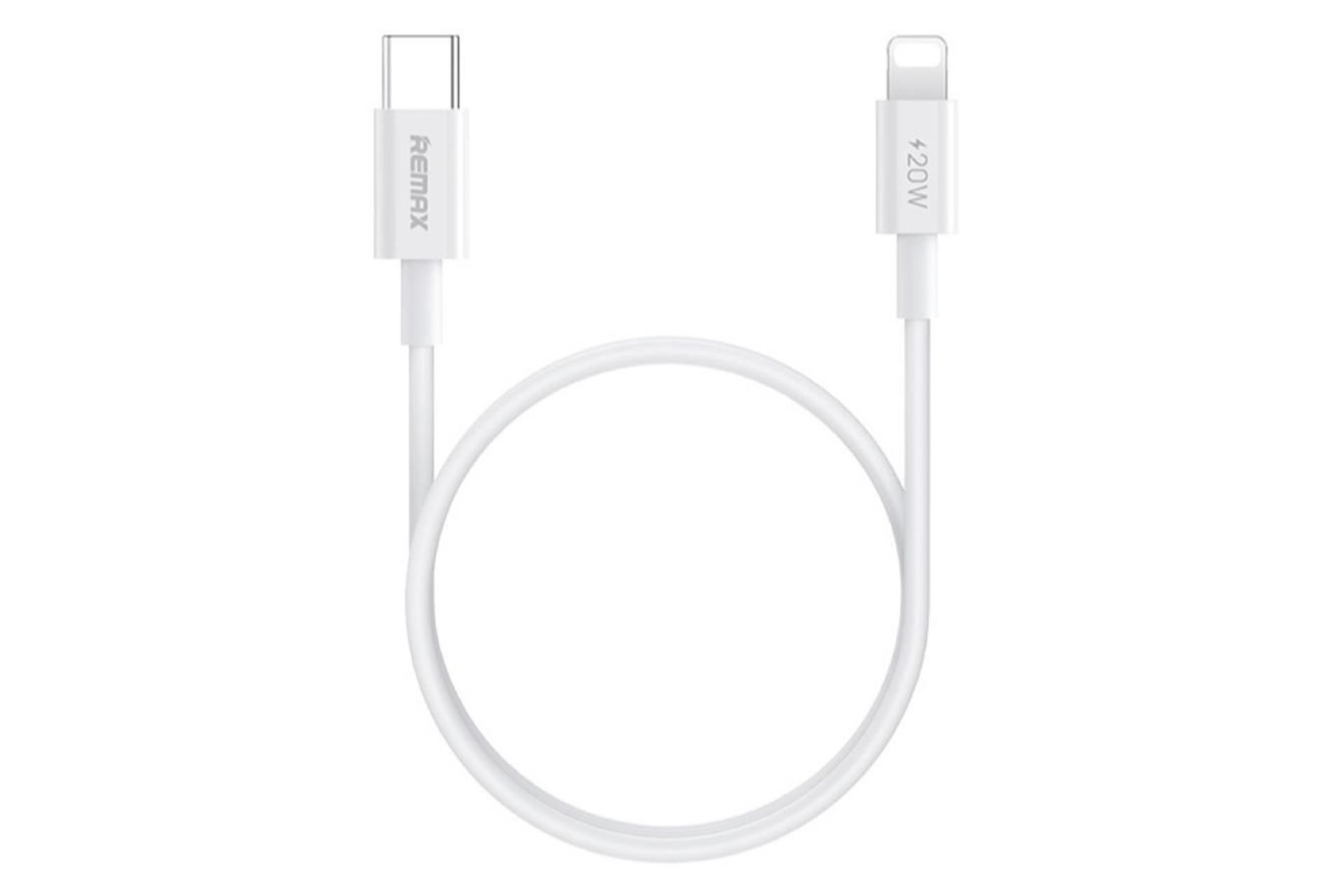 کابل شارژ USB ریمکس Type-C به Lightning مدل RC-C026 با طول 1 متر رنگ سفید