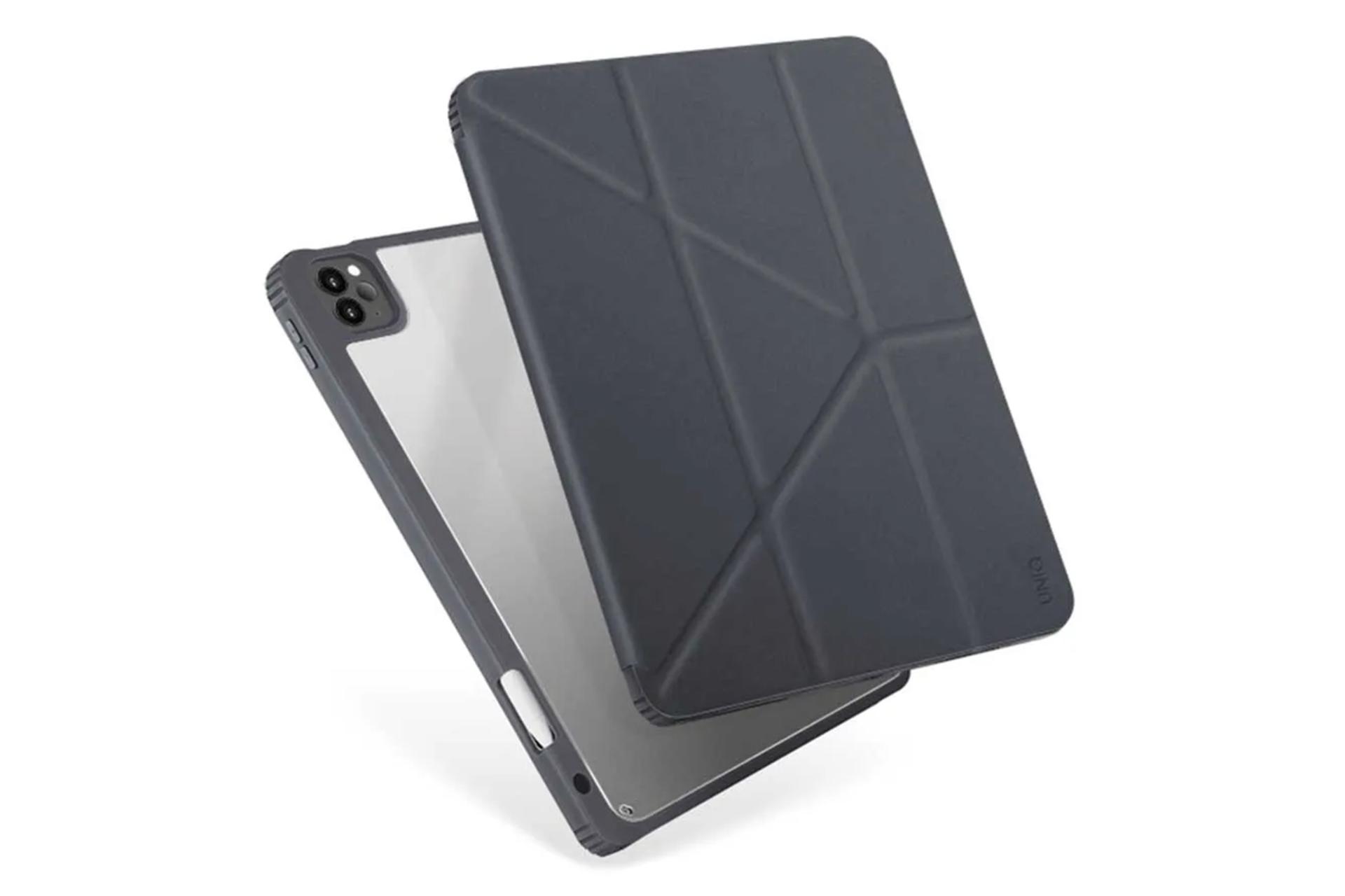 رنگ مشکی قاب تبلت کیف کلاسوری یونیک مدل Moven مناسب اپل iPad Pro 12.9 2022 / 2021