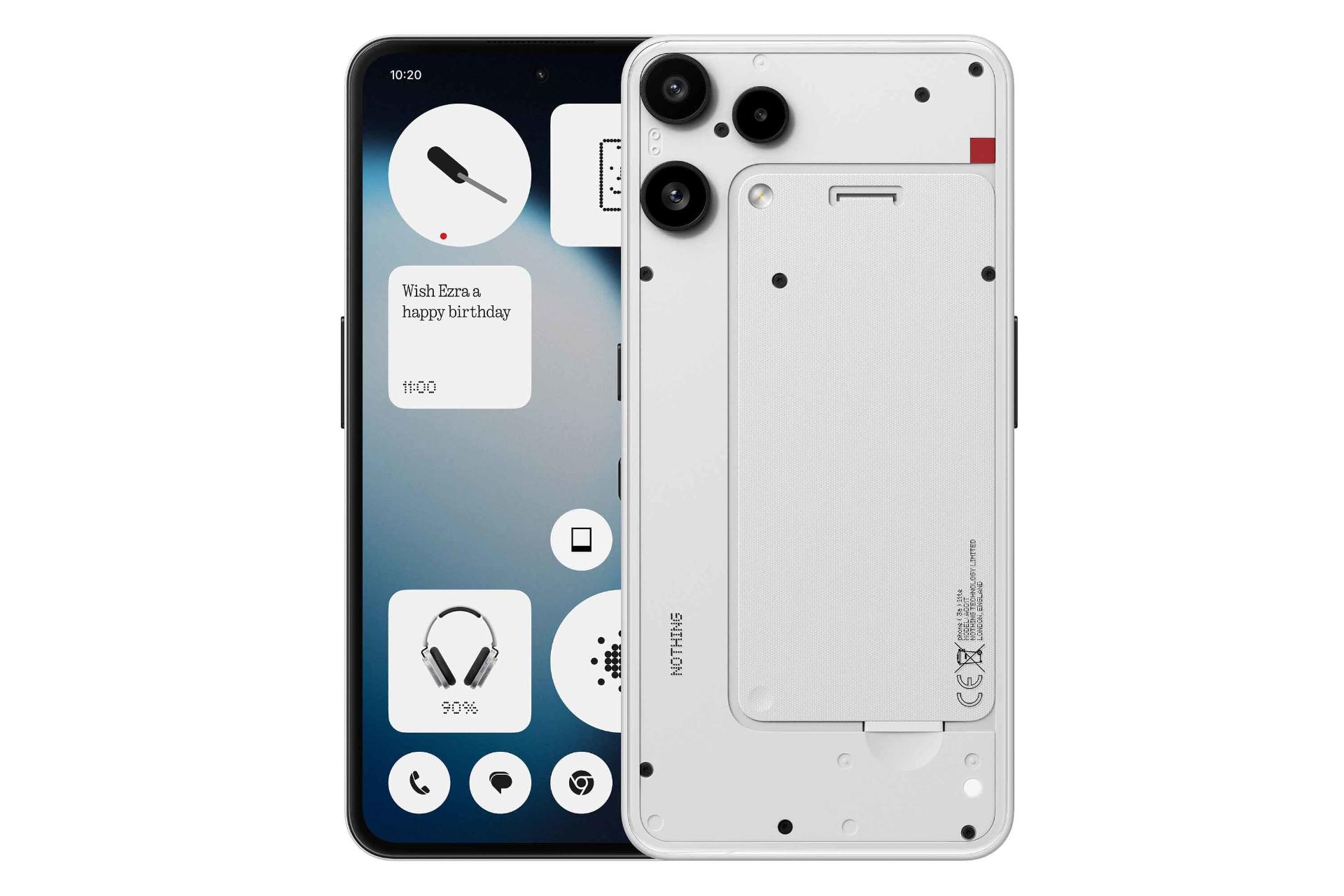 پنل جلو و پشت گوشی موبایل ناتینگ فون 3a لایت سفید / Nothing Phone 3a Lite