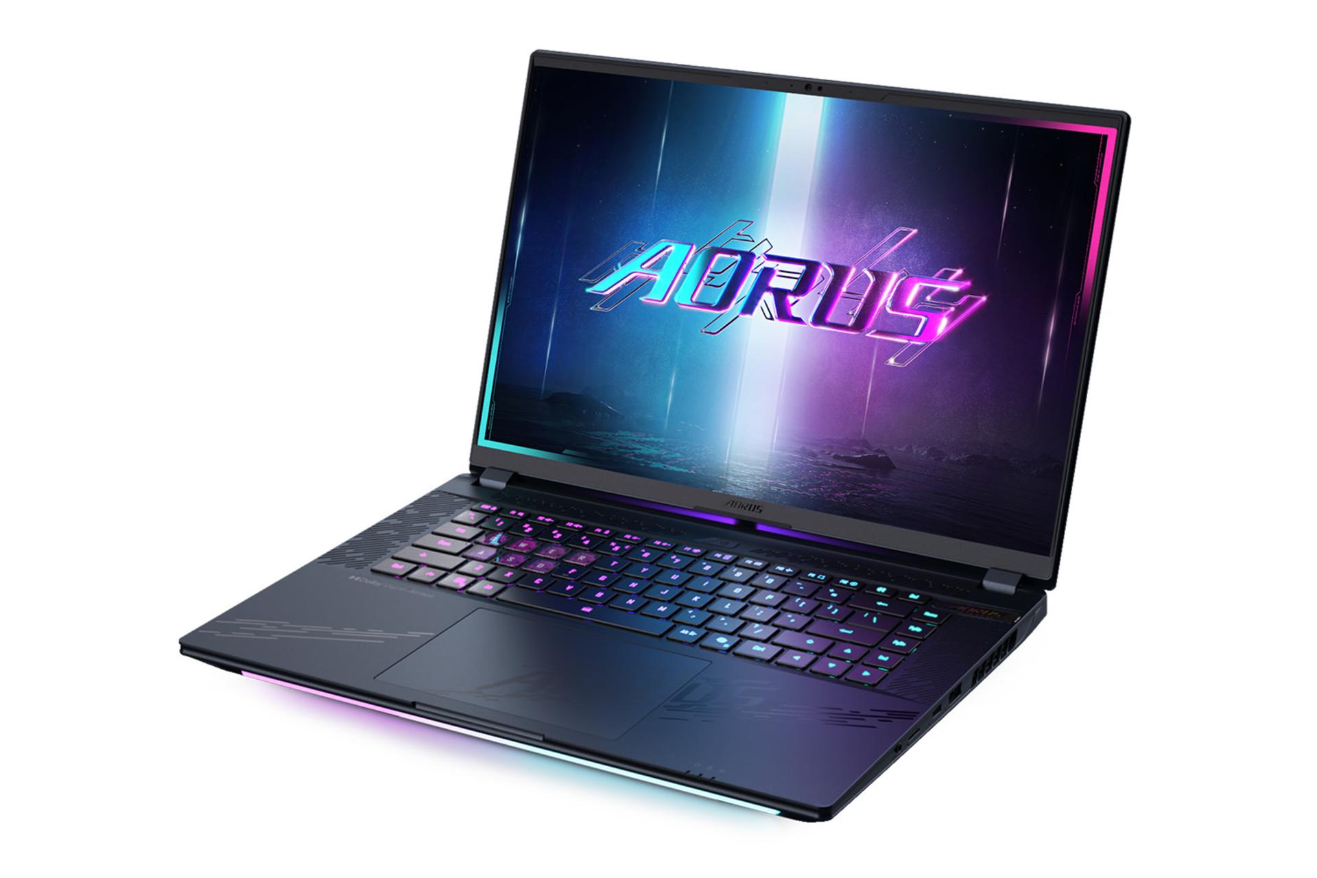 لپ تاپ گیگابایت GIGABYTE AORUS MASTER 16 BZH نمای جلو و راست