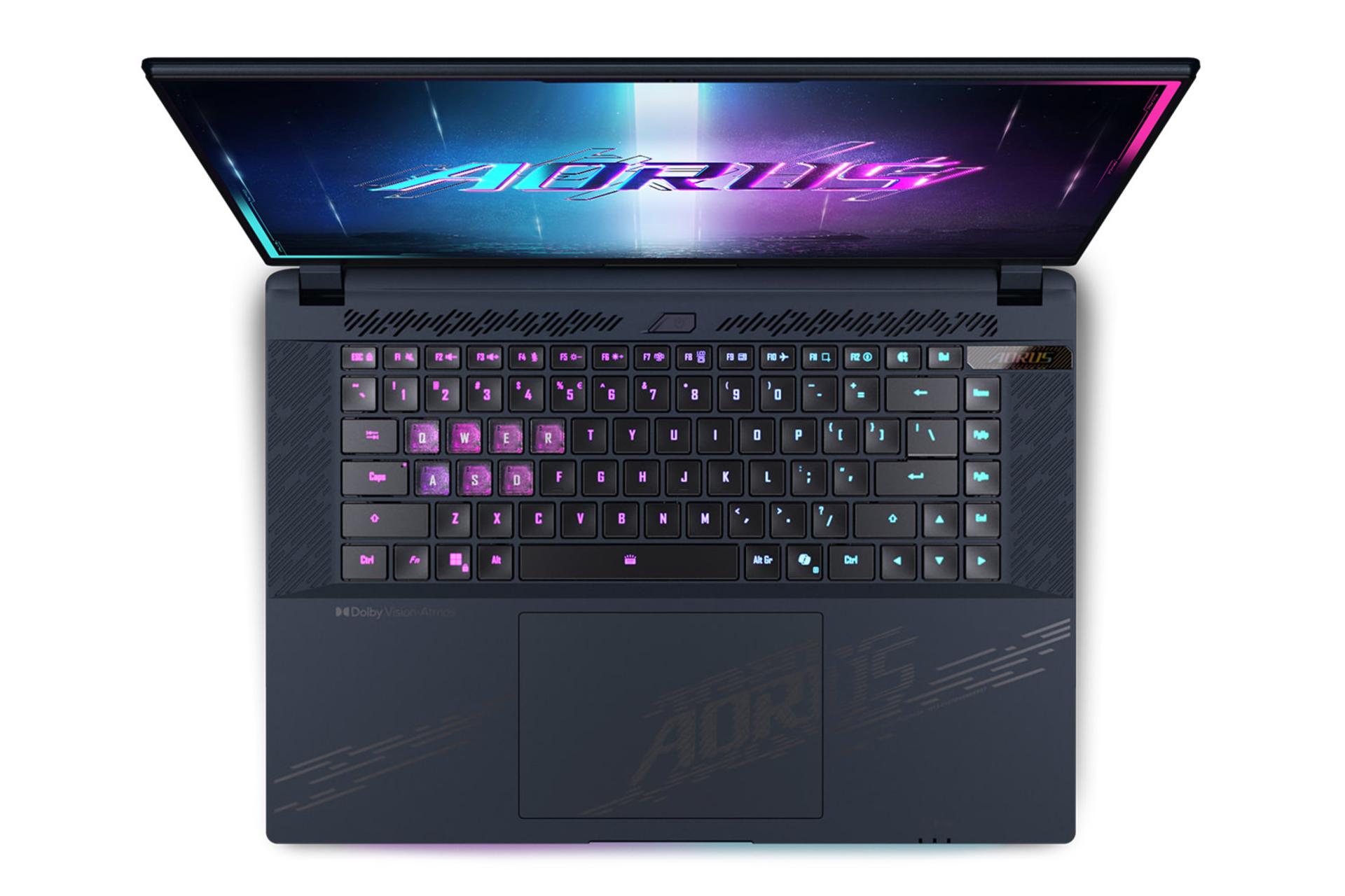 لپ تاپ گیگابایت GIGABYTE AORUS MASTER 16 BZH نمای بالا و کیبورد