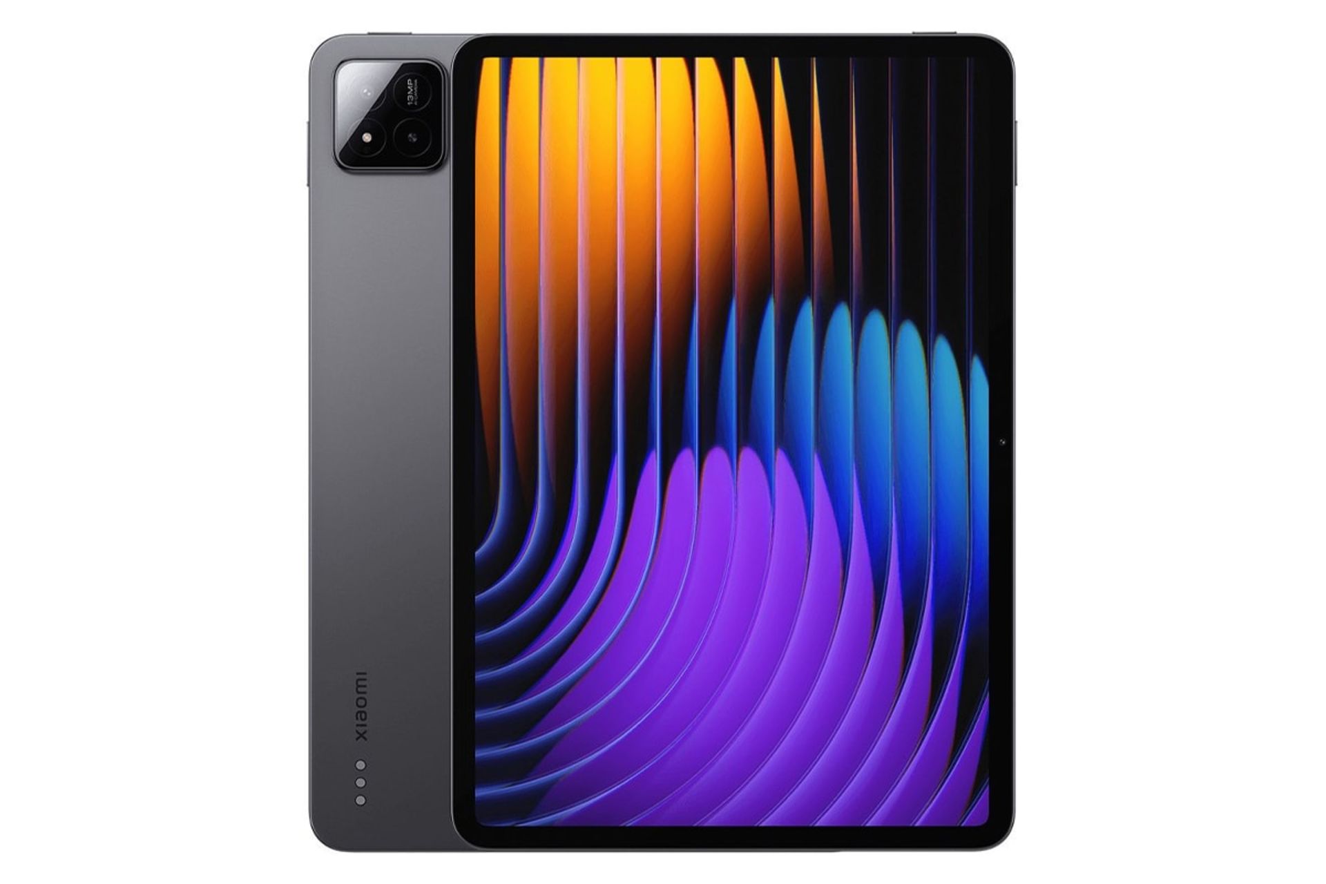 نمای کلی تبلت پد 7 شیائومی / Xiaomi Pad 7 با نمایشگر روشن و نمایش لوگو و دوربین