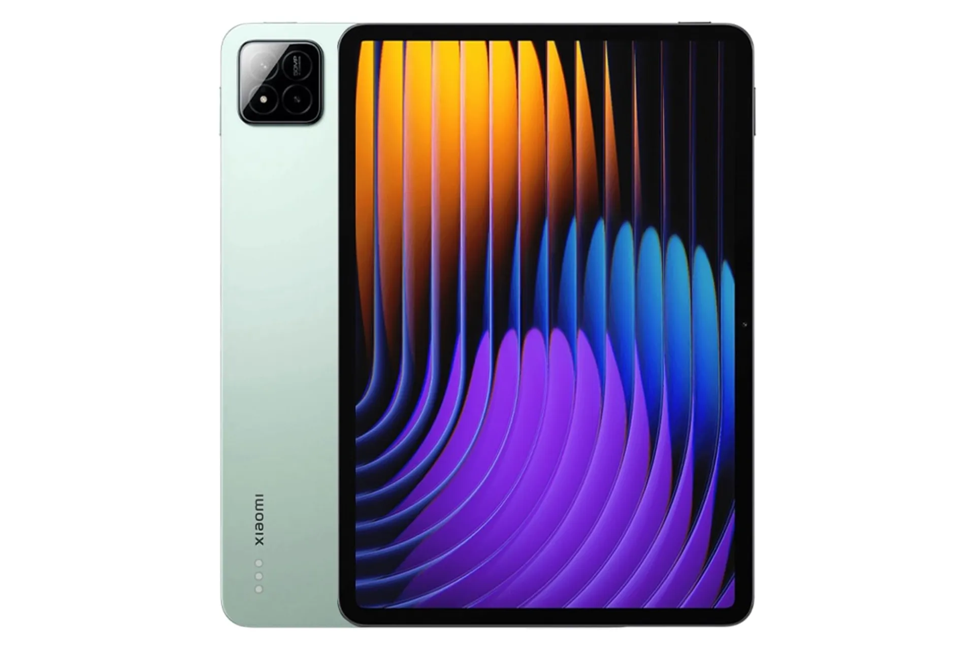 نمای کلی تبلت پد 7 پرو شیائومی / Xiaomi Pad 7 Pro با نمایشگر روشن و نمایش دوربین و لوگو