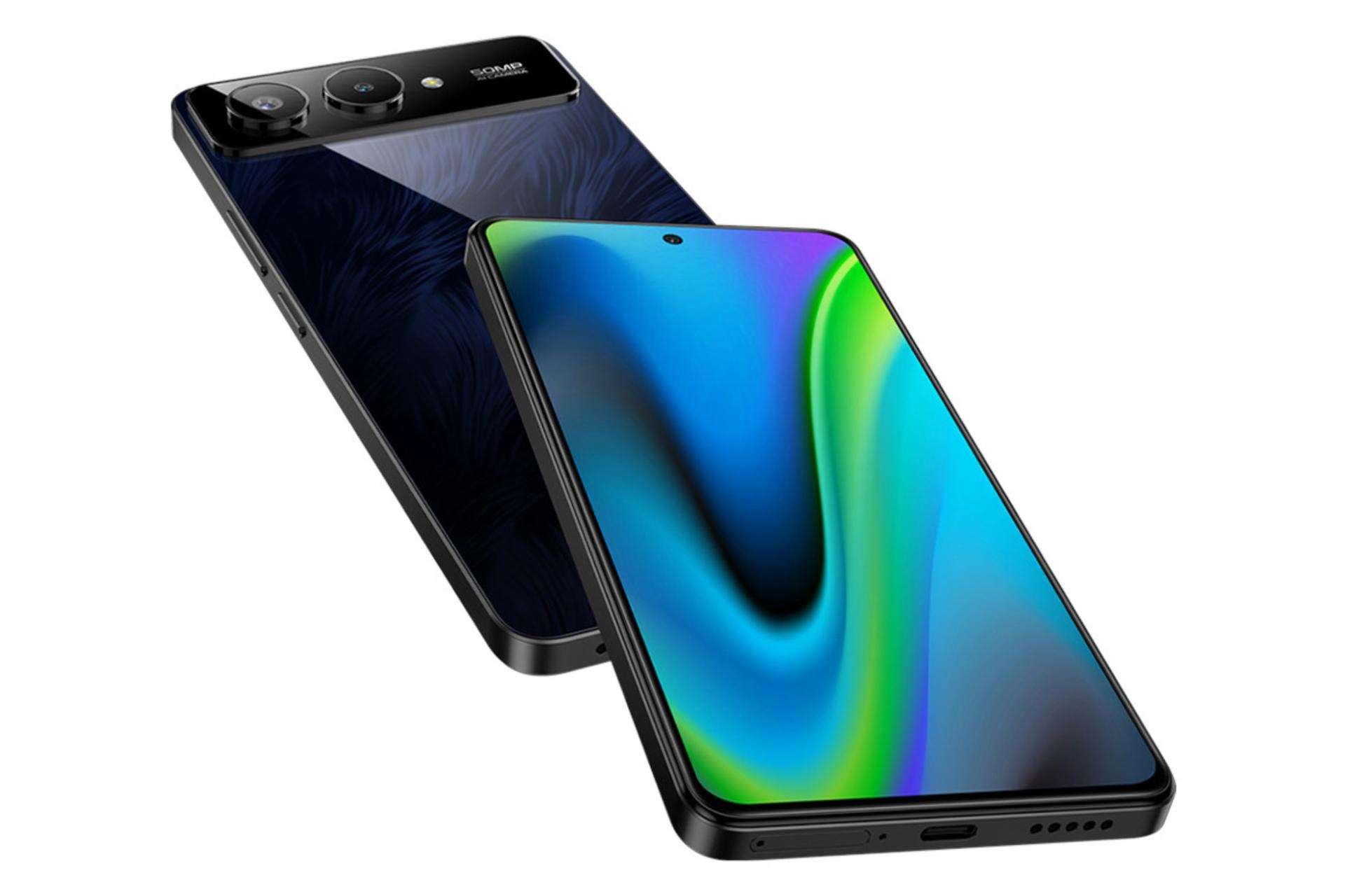 نمای جانبی گوشی موبایل بلو BLU G95 مشکی و آبی