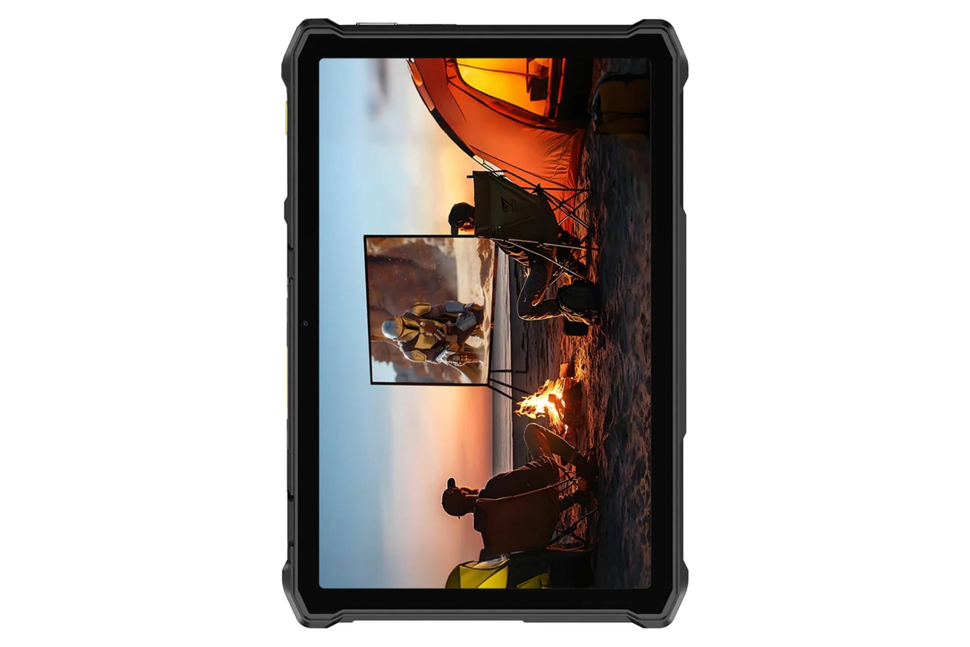 نمای پنل جلوی تبلت آرمور پد 5 اولترا یولفون / Ulefone Armor Pad 5 Ultra با نمایش حاشیه‌های نمایشگر و دوربین سلفی