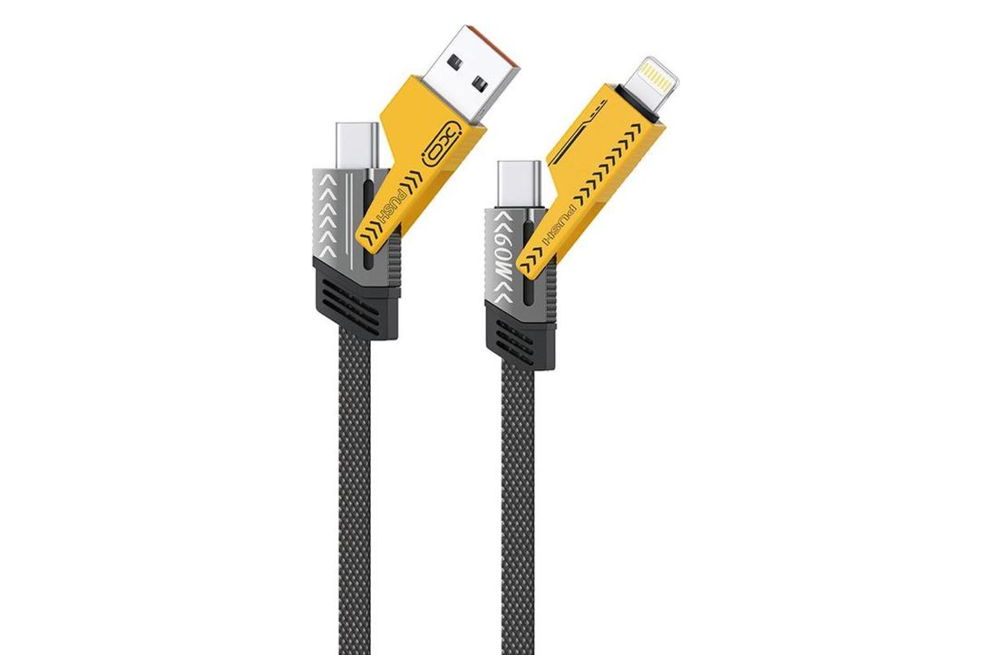 کانکتور کابل شارژ USB ایکس او Type-C به Type-A+Type-C+Lightning مدل NB283 با طول 1 متر