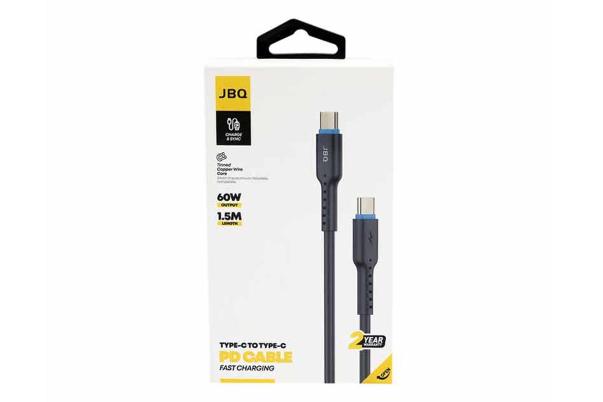 جعبه کابل شارژ USB جی بی کیو Type-C به Type-C مدل CA-722 cc با طول 1.5 متر