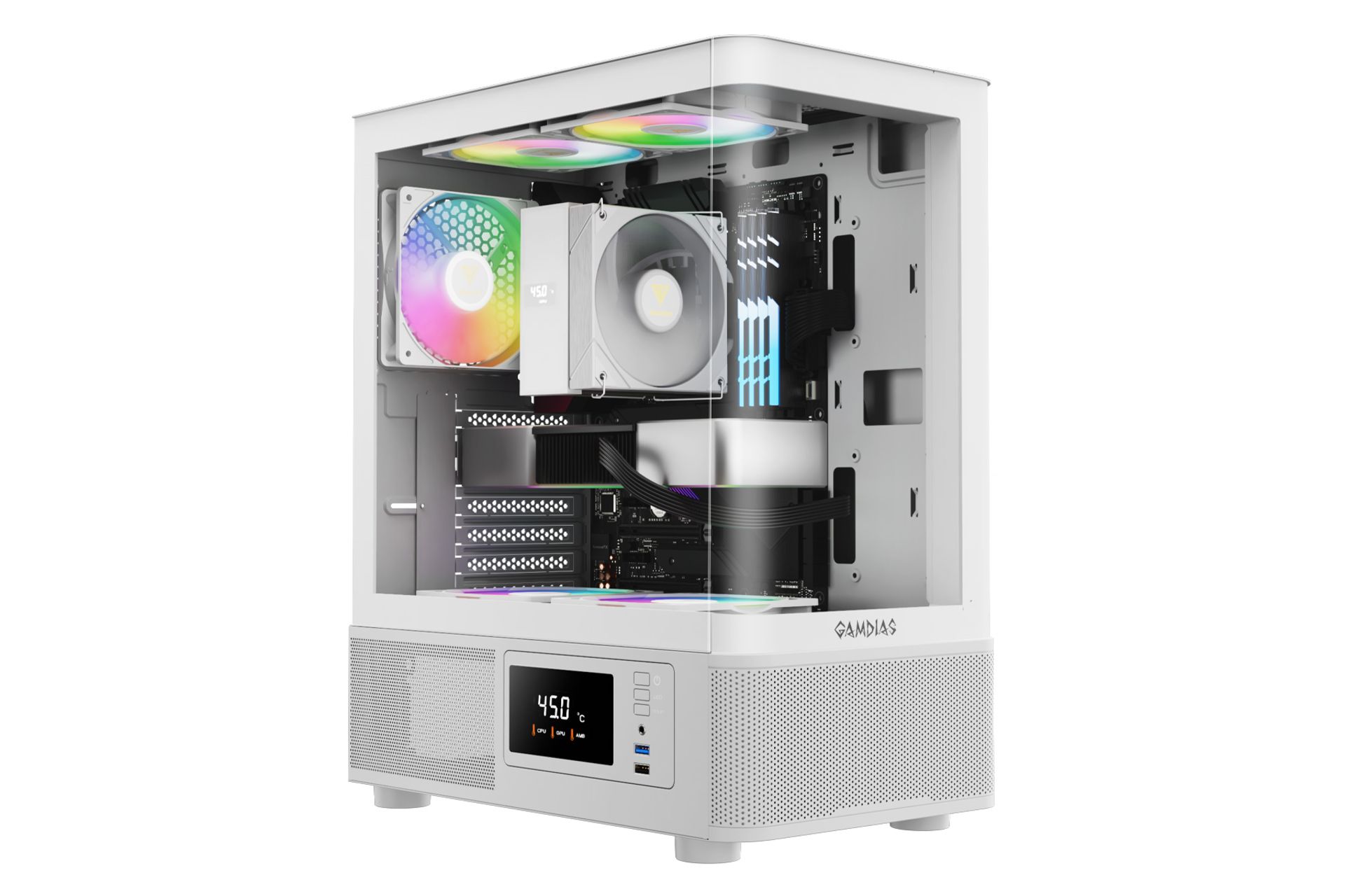 کیس کامپیوتر گیم دیاس ATLAS E2 CG رنگ سفید رنگ سفید