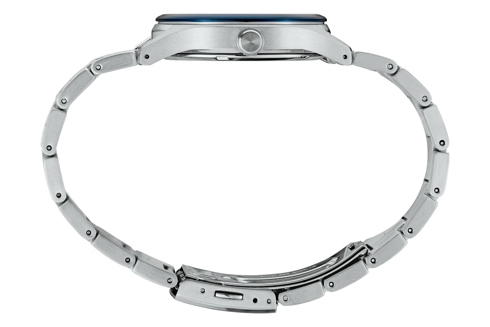 نمای کناری ساعت مچی مردانه سیکو Discover More SUR559 با نمایش بند و پیچ تنظیم