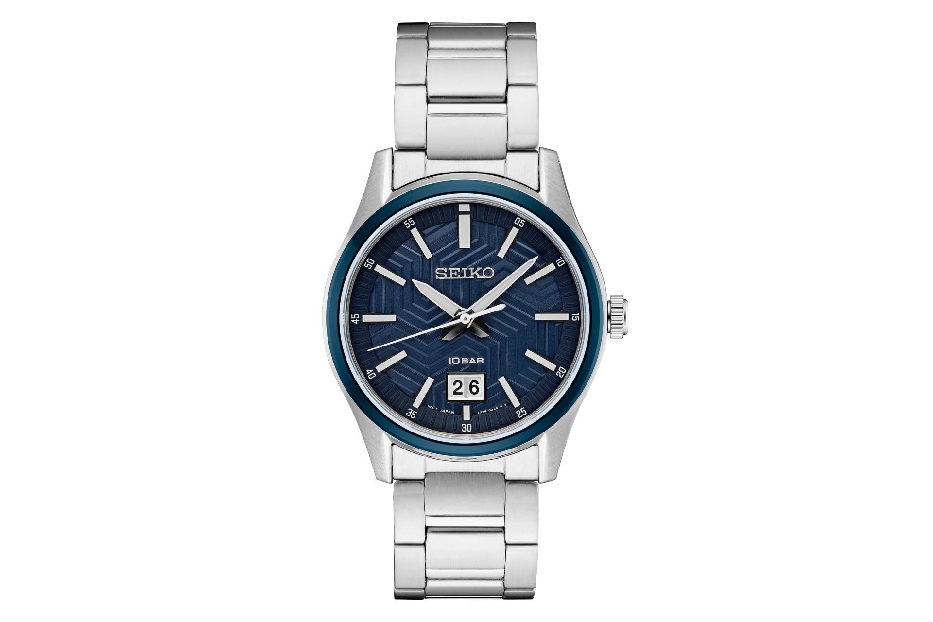 نمای جلوی ساعت مچی مردانه سیکو Discover More SUR559 با نمایش عقربه‌ها