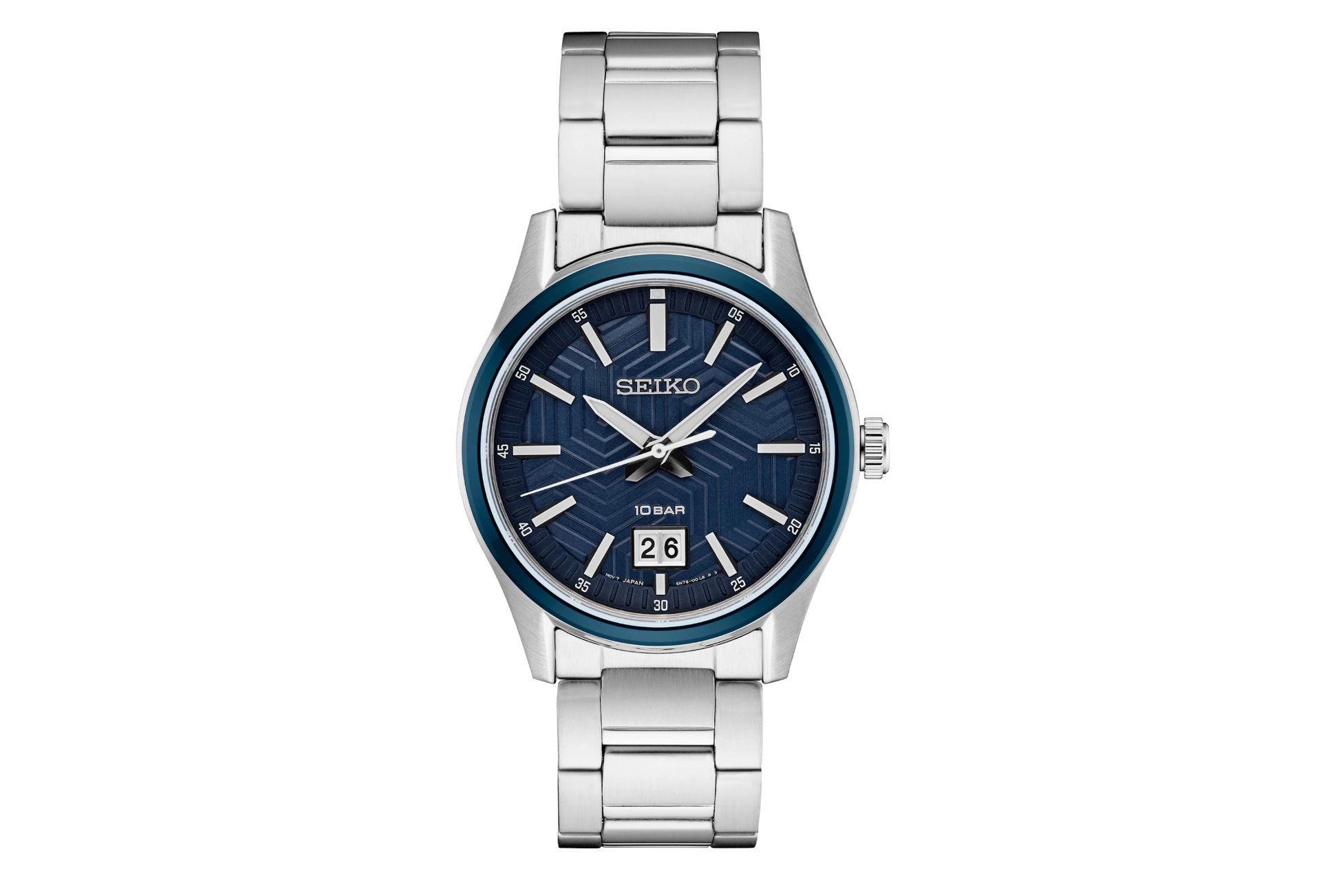 نمای جلوی ساعت مچی مردانه سیکو Discover More SUR559 با نمایش عقربه‌ها