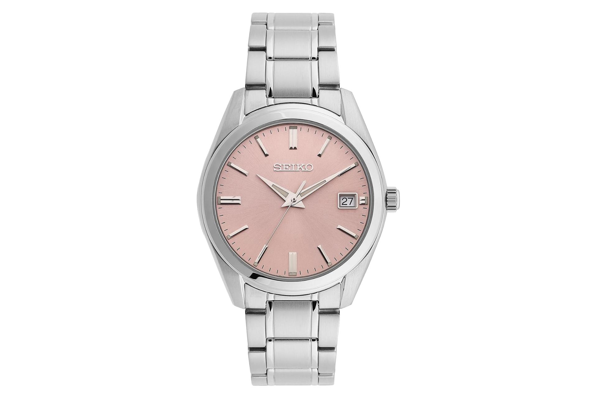 نمای جلوی ساعت مچی مردانه سیکو Discover More SUR523 با نمایش عقربه‌ها