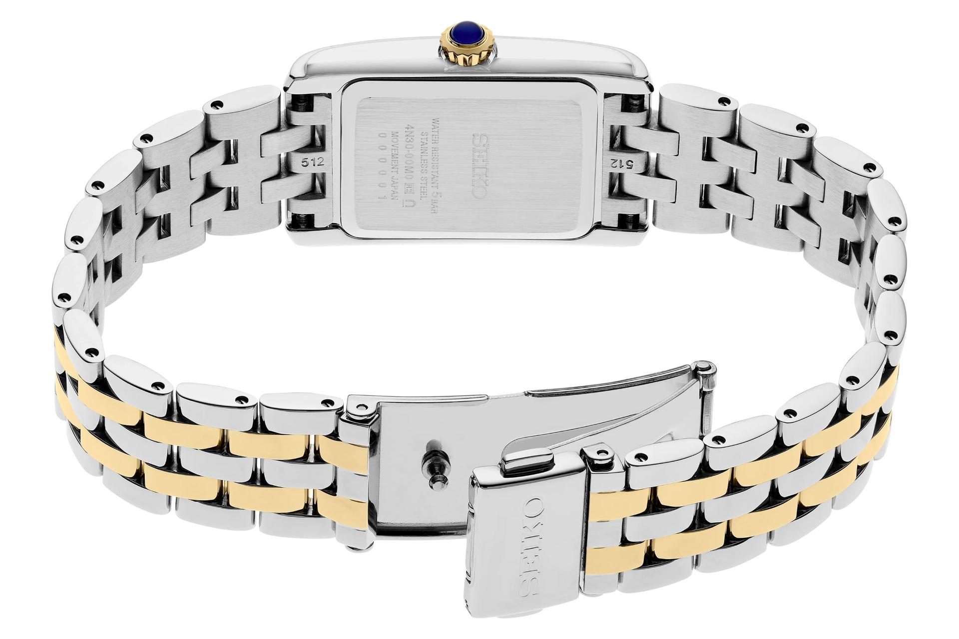 نمای داخل بند ساعت مچی زنانه سیکو Discover More SWR087 با نمایش لوگو و پنل پشت