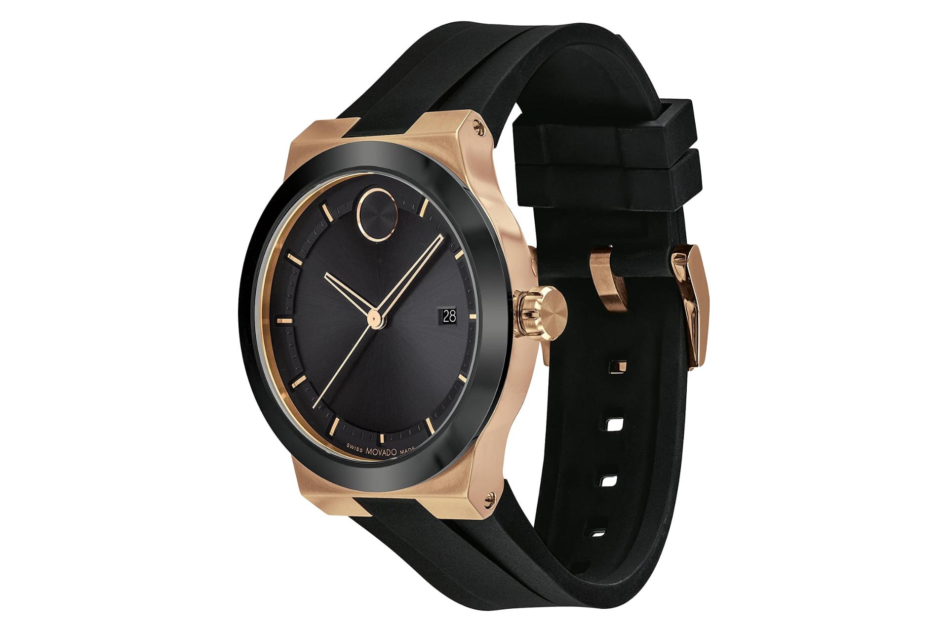 نمای نیمرخ ساعت مچی مردانه موادو BOLD Fusion 3600851 با نمایش پیچ تنظیم و بند