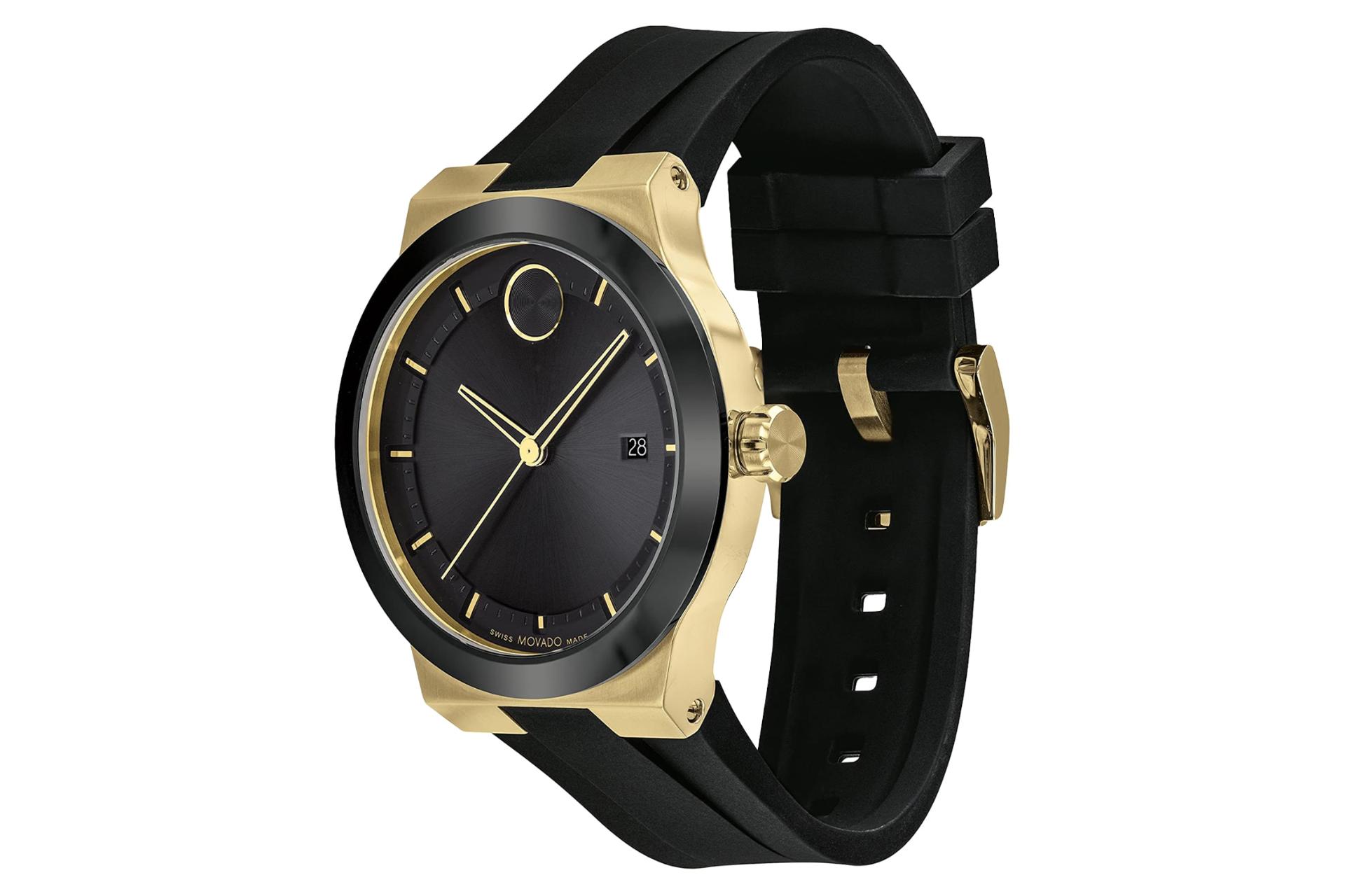 نمای نیمرخ ساعت مچی مردانه موادو BOLD Fusion 3600850 با نمایش بند و پیچ تنظیم