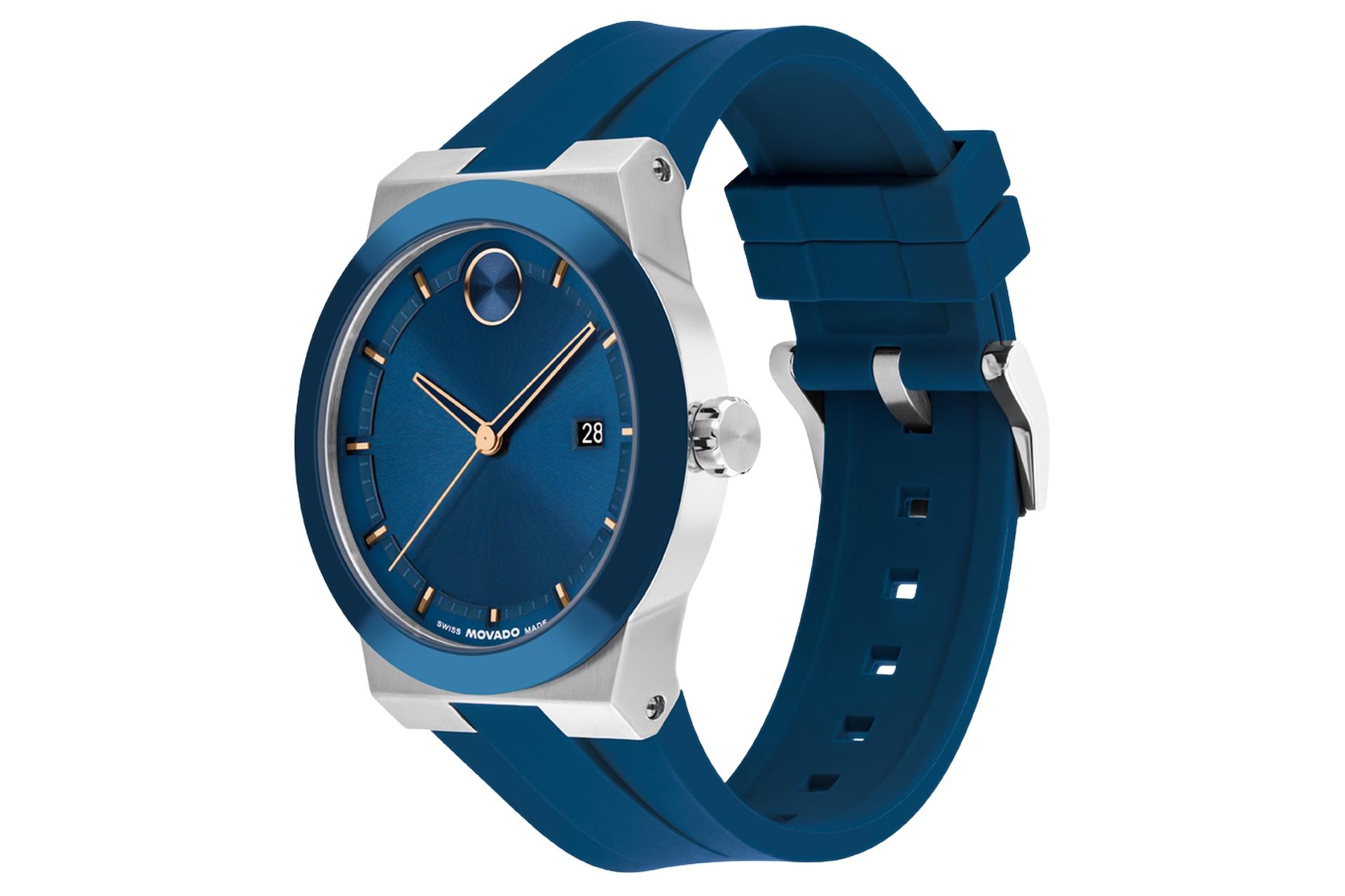 نمای نیمرخ ساعت مچی مردانه موادو BOLD Fusion 3601140 با نمایش بند و پیچ تنظیم