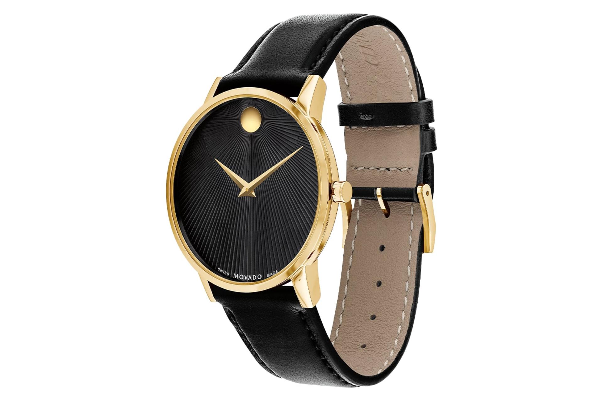 نمای نیمرخ ساعت مچی مردانه موادو Museum Classic 607799 با نمایش بند و پیچ تنظیم