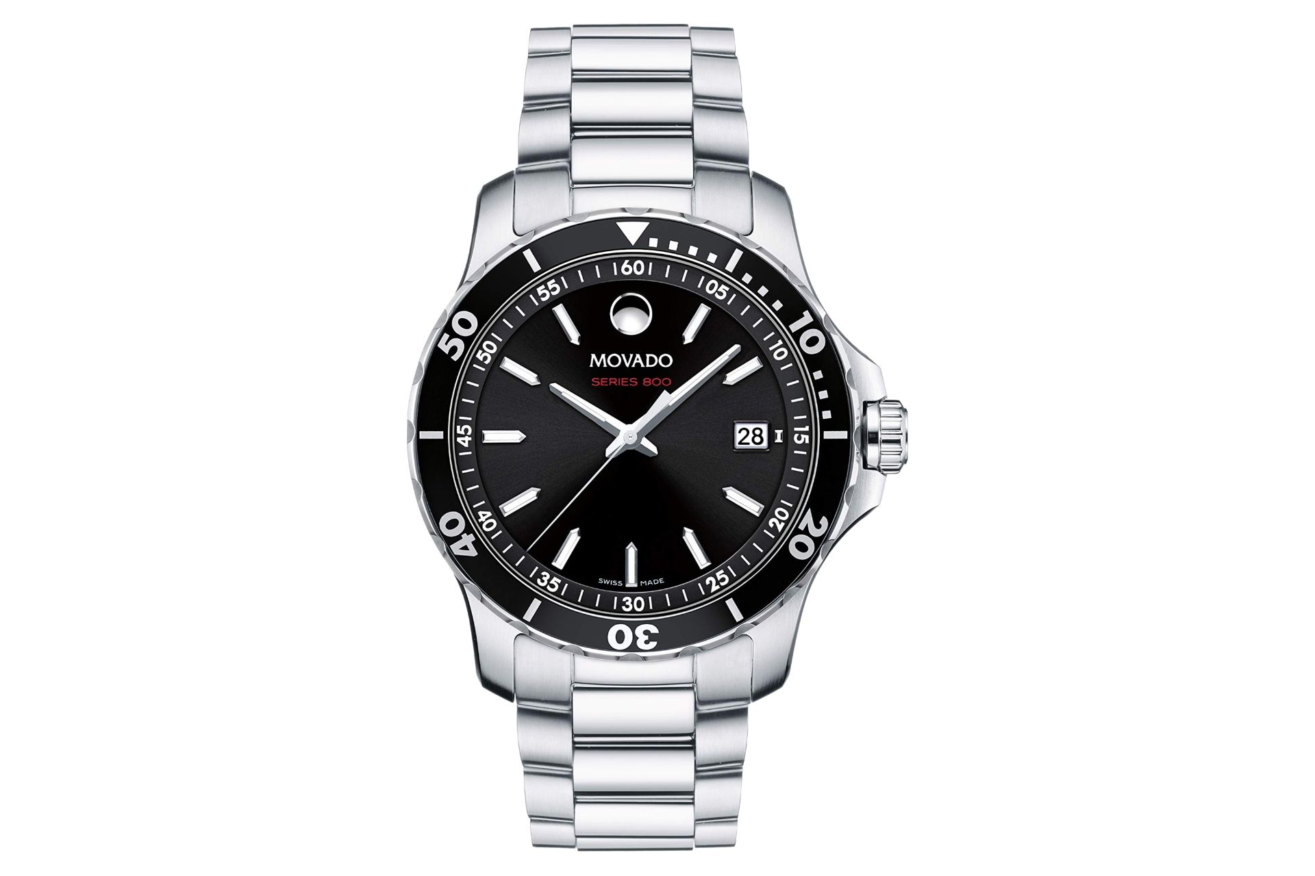 نمای جلوی ساعت مچی مردانه موادو Series 800 2600135 با نمایش لوگو و عقربه‌ها