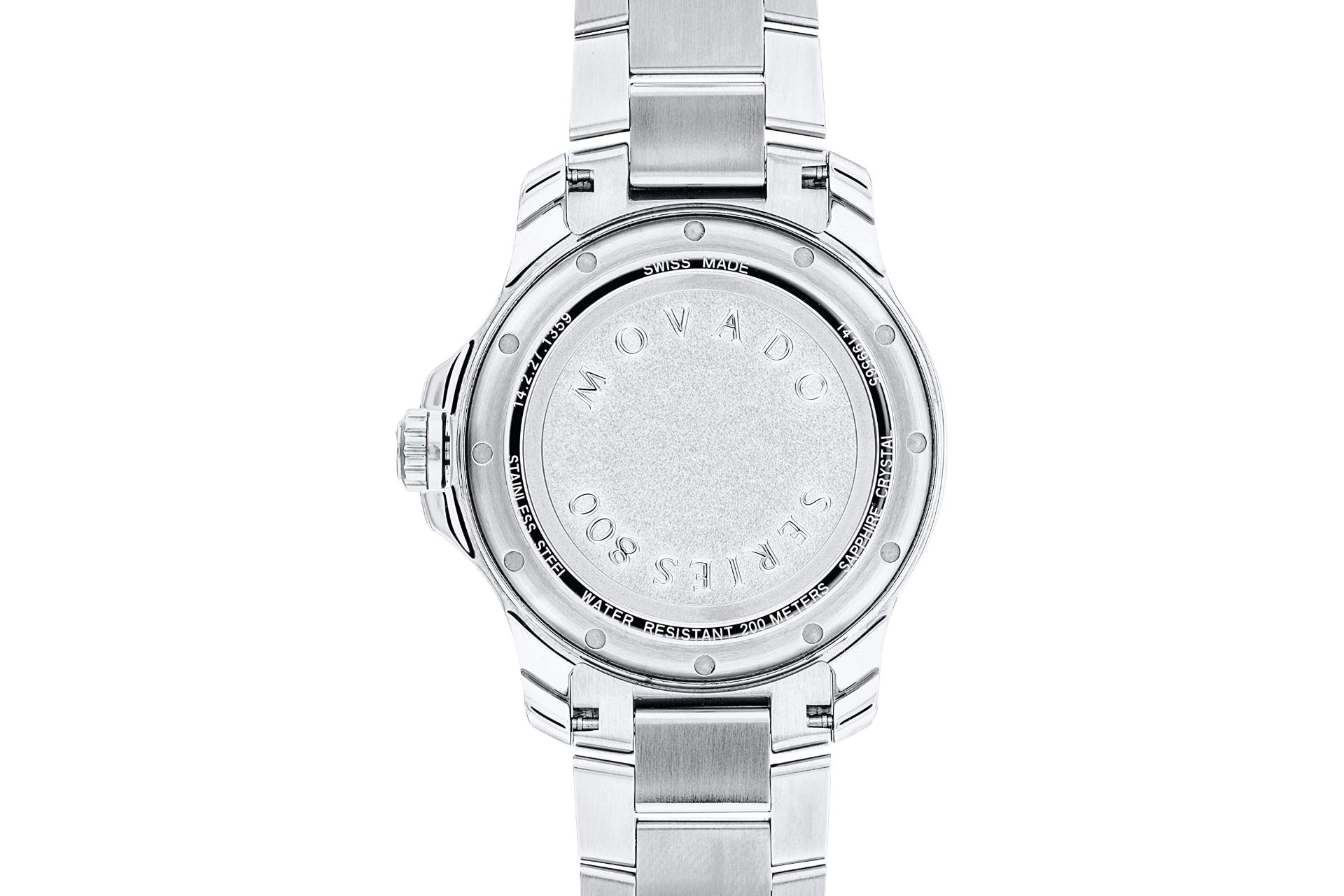 نمای پشت ساعت مچی مردانه موادو Series 800 2600135 با نمایش لوگو