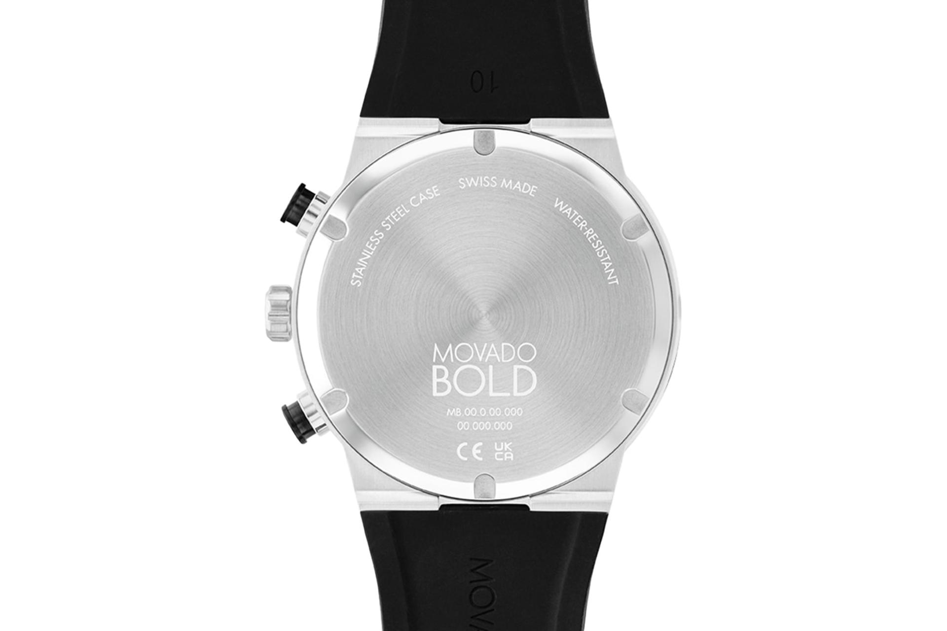 نمای پشت ساعت مچی مردانه موادو BOLD Fusion Chronograph 3600894 با نمایش لوگو