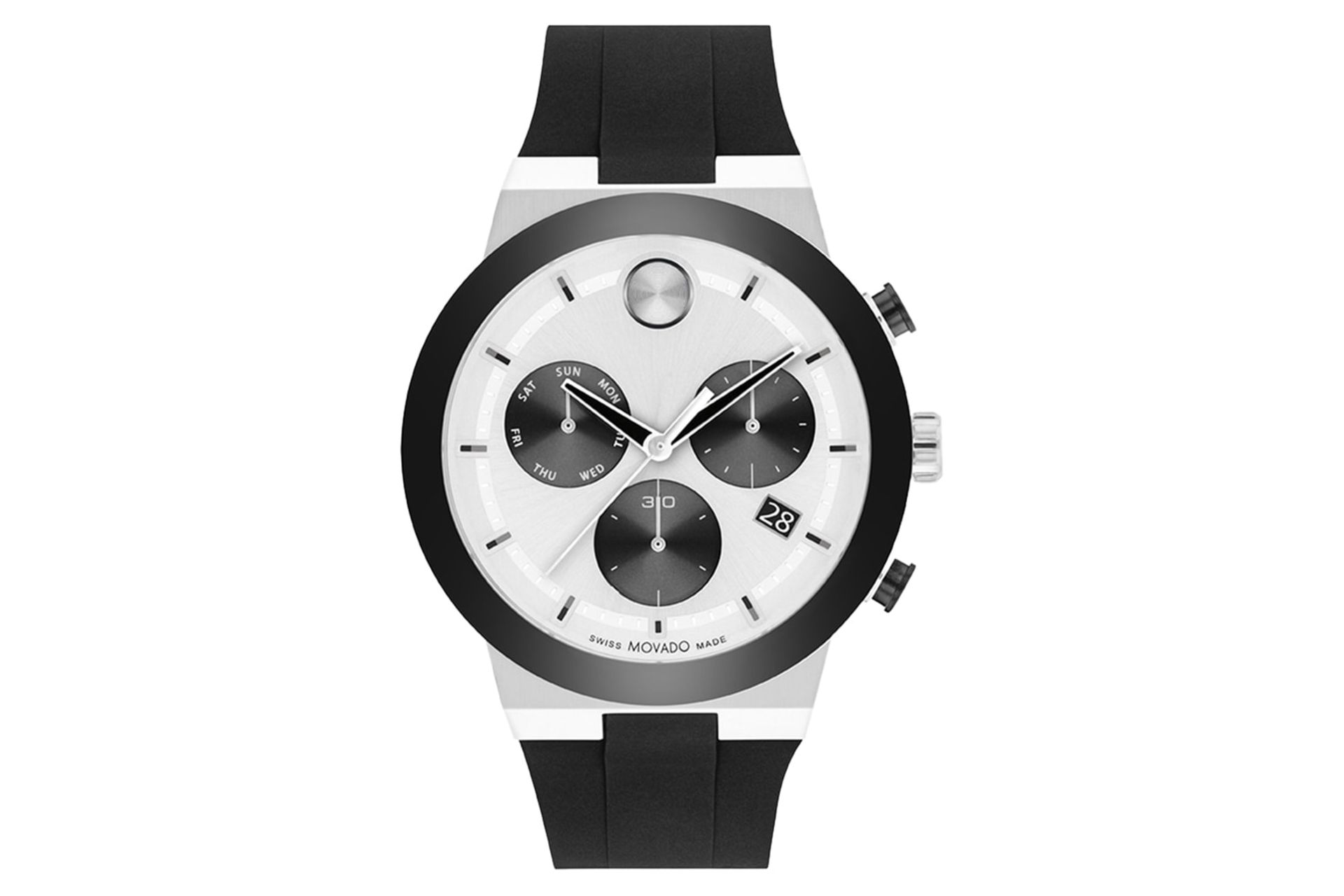 نمای جلوی ساعت مچی مردانه موادو BOLD Fusion Chronograph 3600894 با نمایش لوگو و عقربه‌ها