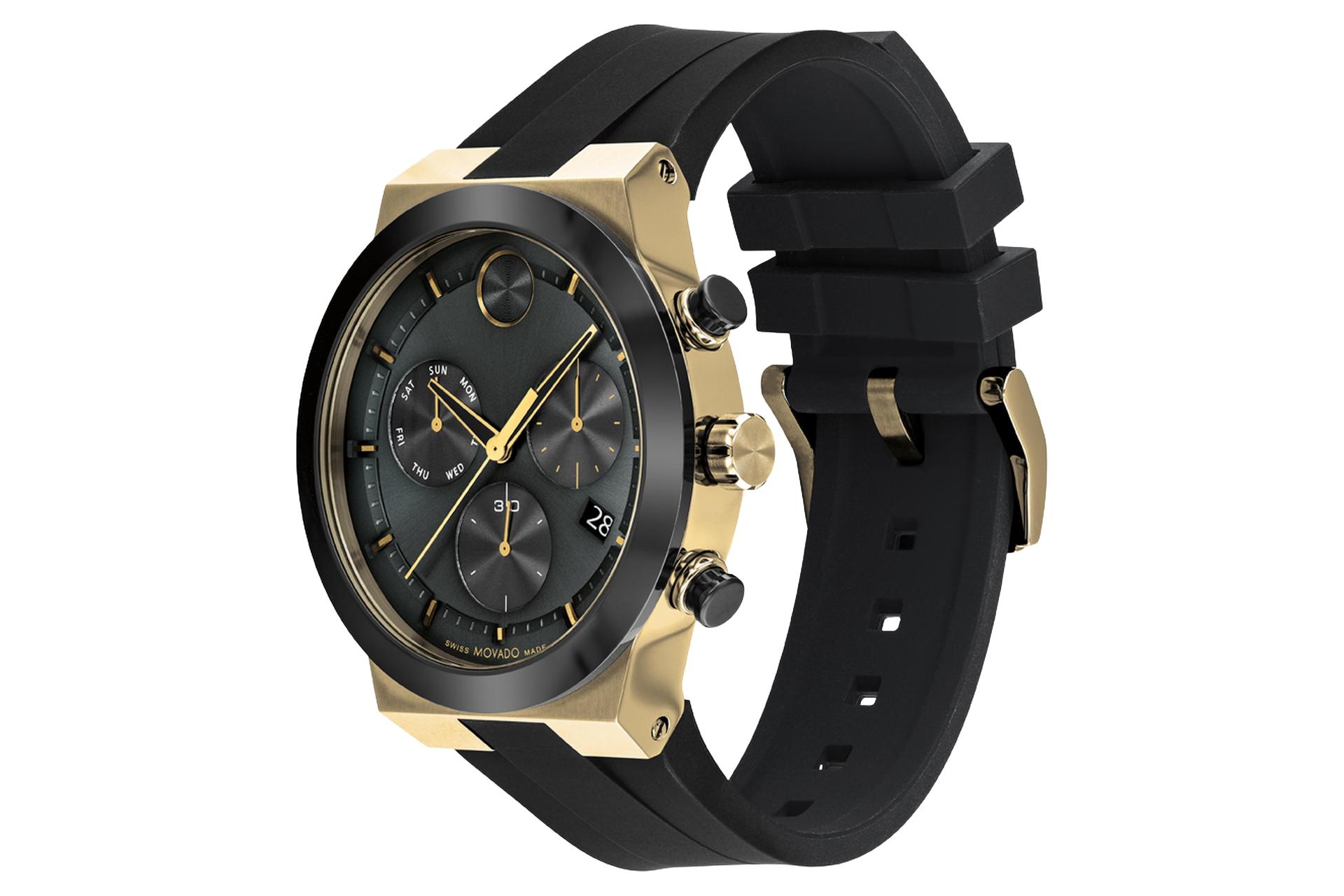 نمای نیمرخ ساعت مچی مردانه موادو BOLD Fusion Chronograph 3600855 با نمایش بند و پیچ تنظیم