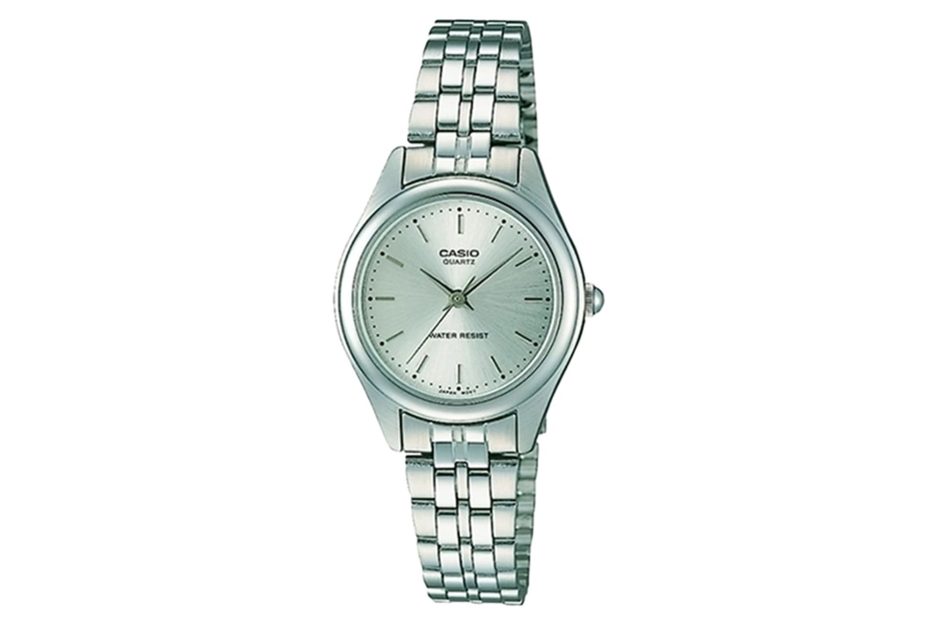 نمای جلوی ساعت مچی زنانه کاسیو Analog LTP-1129A-7A با نمایش عقربه‌ها و بند