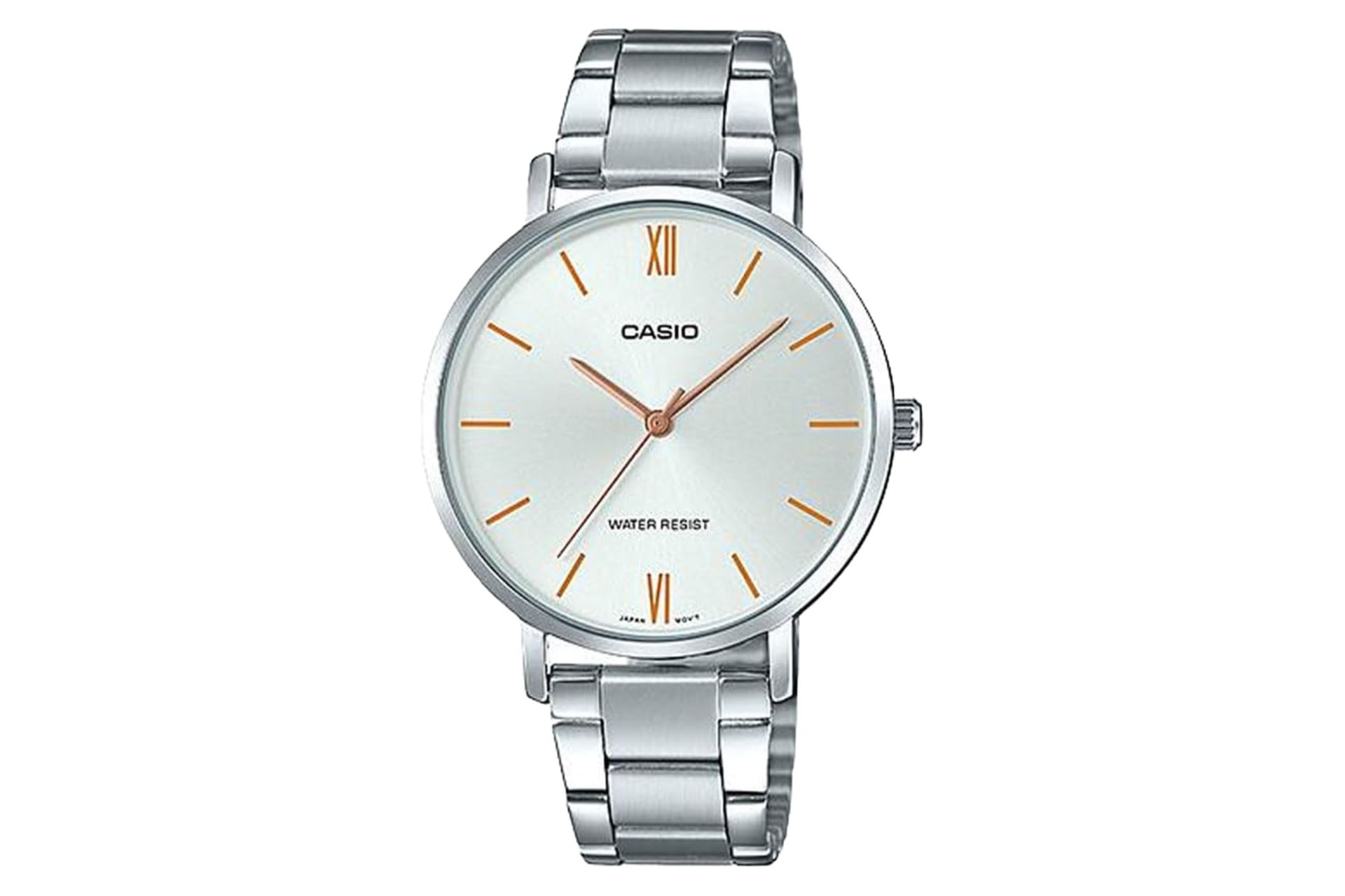 نمای جلوی ساعت مچی زنانه کاسیو Standard LTP-VT01D-7B با نمایش لوگو و بند