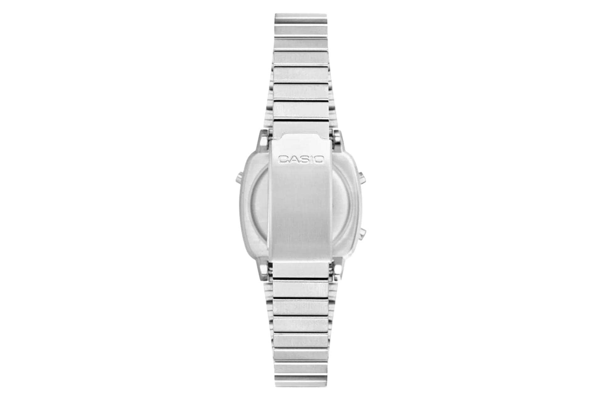 نمای پشت ساعت مچی زنانه کاسیو Vintage LA670WD-1 با نمایش بند و لوگو