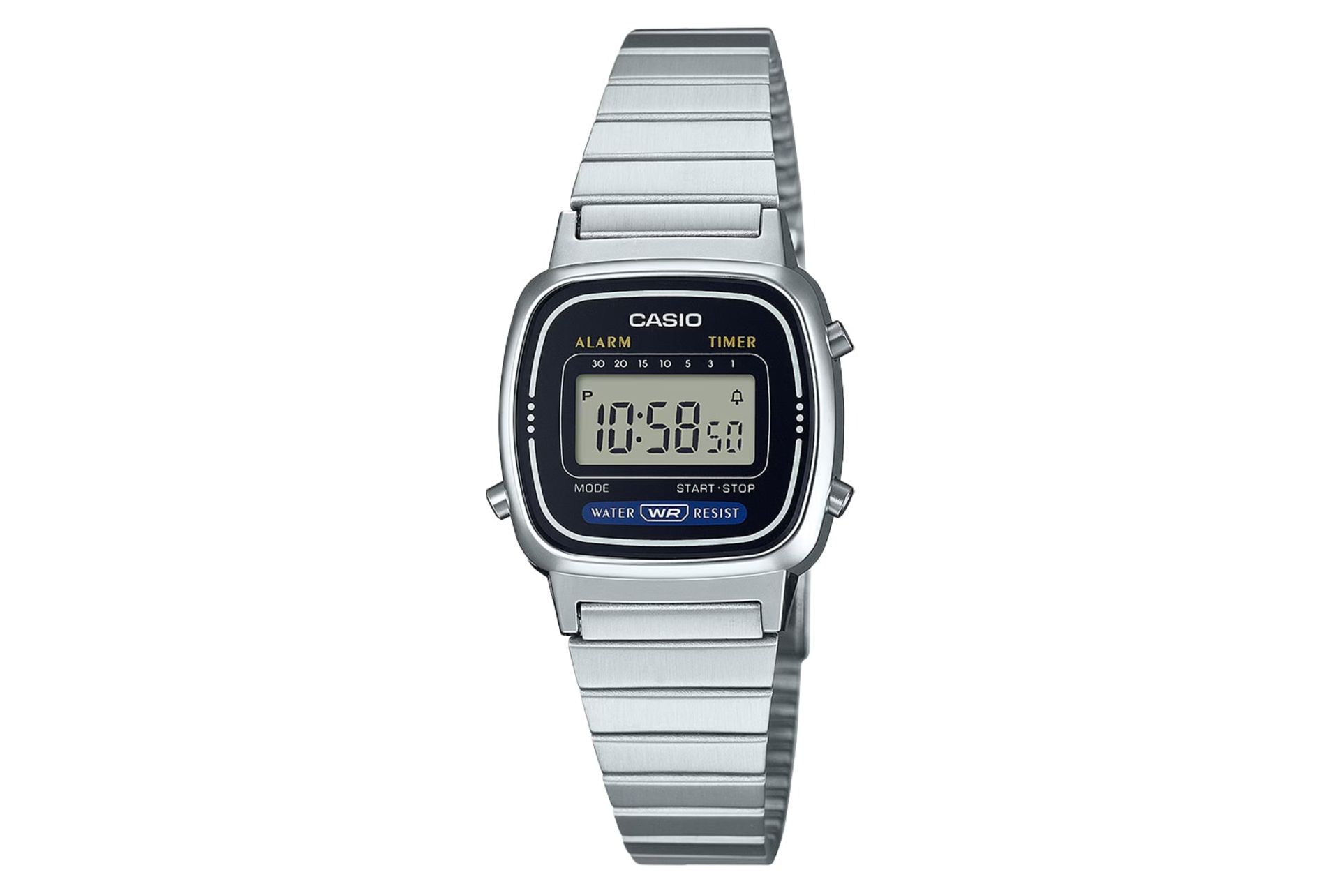 نمای جلوی ساعت مچی زنانه کاسیو Vintage LA670WD-1 با نمایش فریم و صفحه