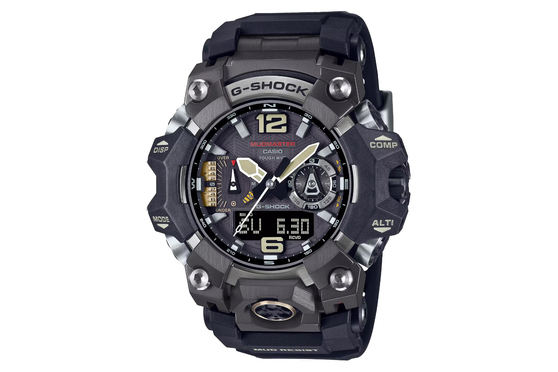 نمای جلوی ساعت مچی مردانه کاسیو جی شاک GWG-B1000-1A با نمایش فریم و صفحه