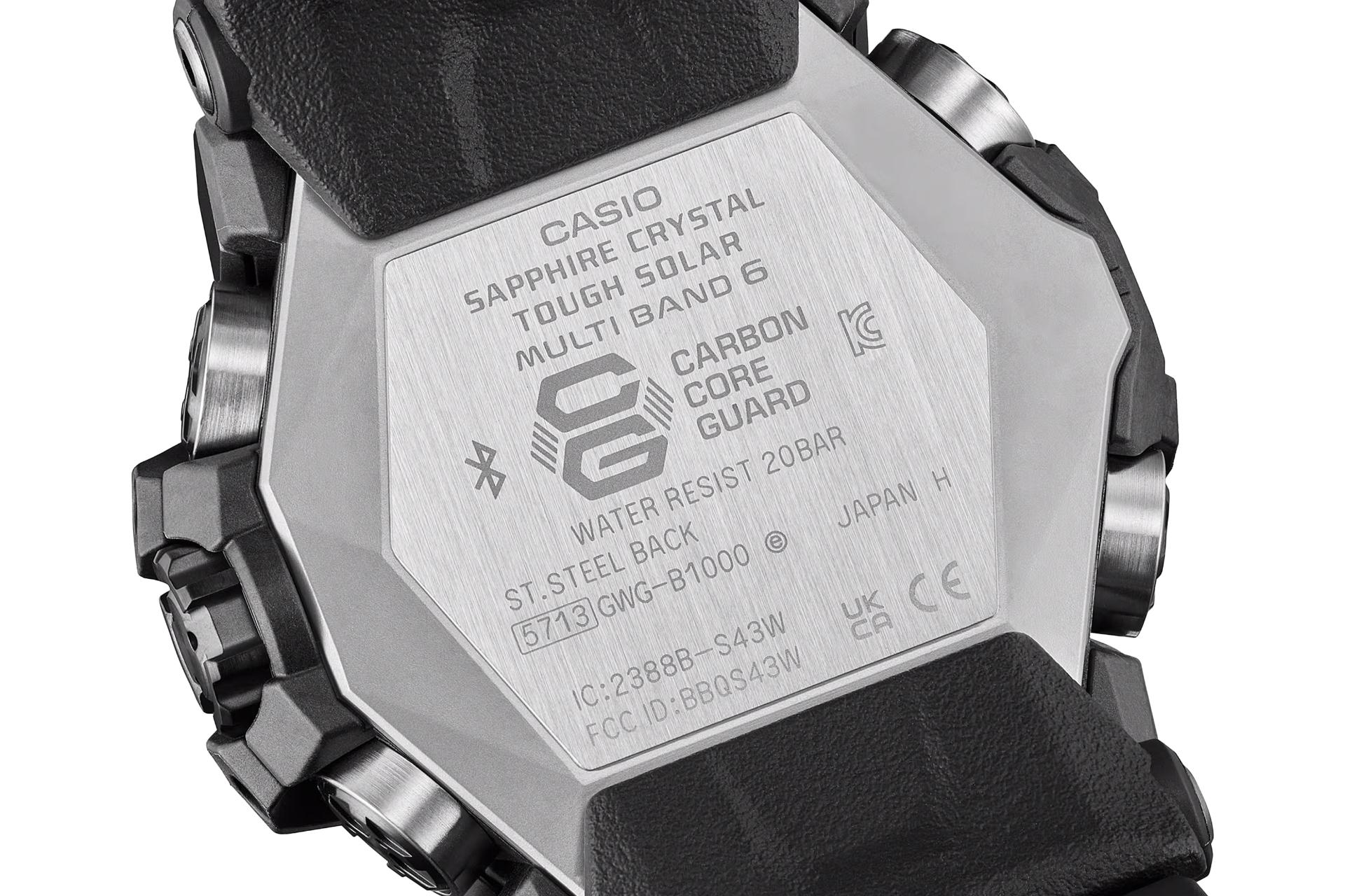 نمای پشت ساعت مچی مردانه کاسیو جی شاک GWG-B1000-1A با نمایش لوگو