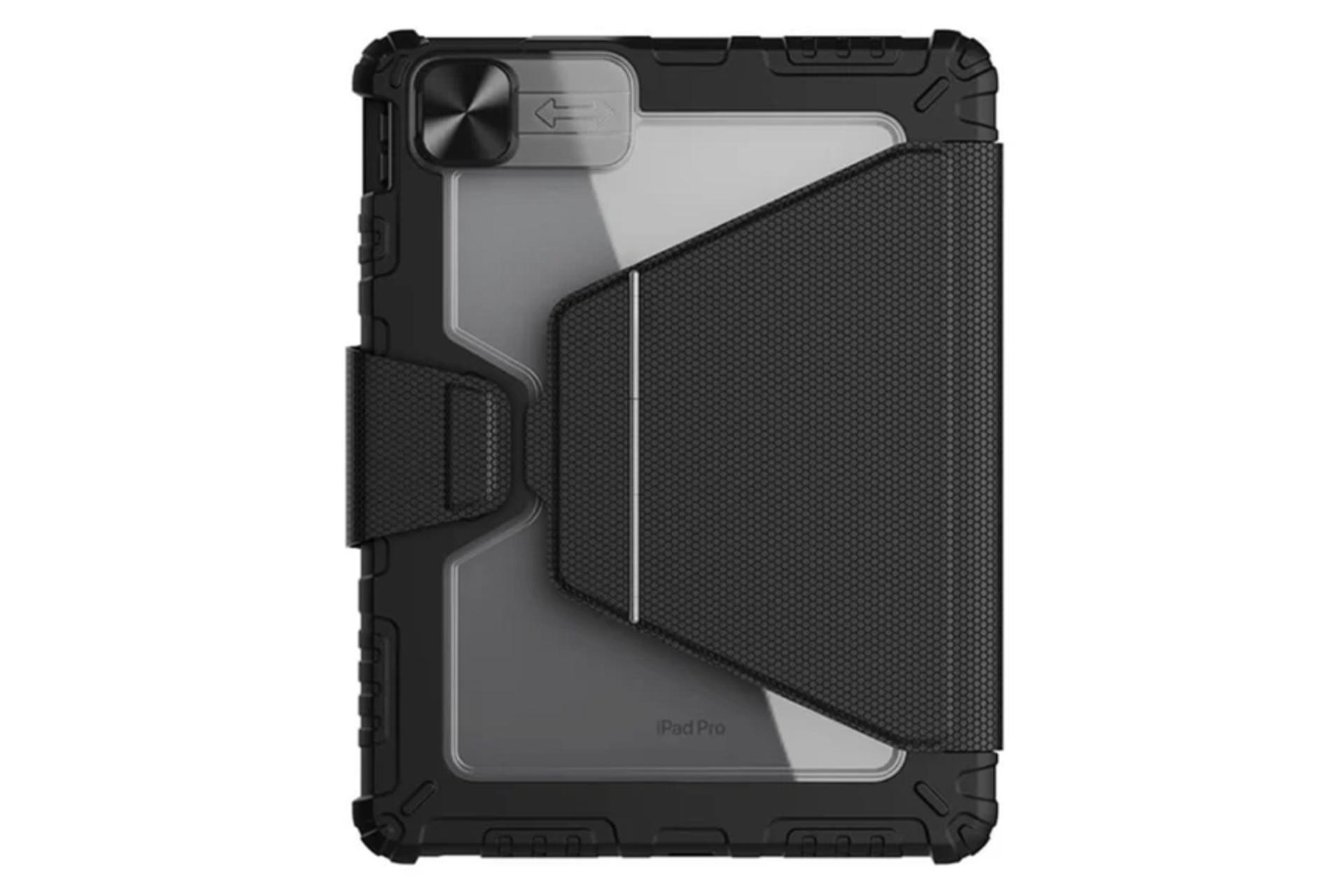 رنگ مشکی قاب تبلت کیف کلاسوری نیلکین مدل Bumper Link Backlit Keyboard مناسب اپل iPad Air 13 2024 / Pro 12.9 2022