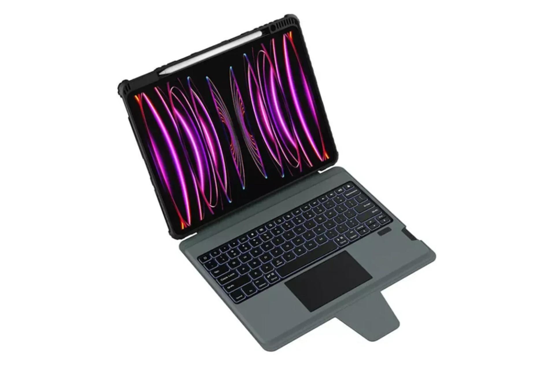 نمای داخل کیف کلاسوری نیلکین مدل Bumper Link Backlit Keyboard مناسب اپل iPad Air 11 2025