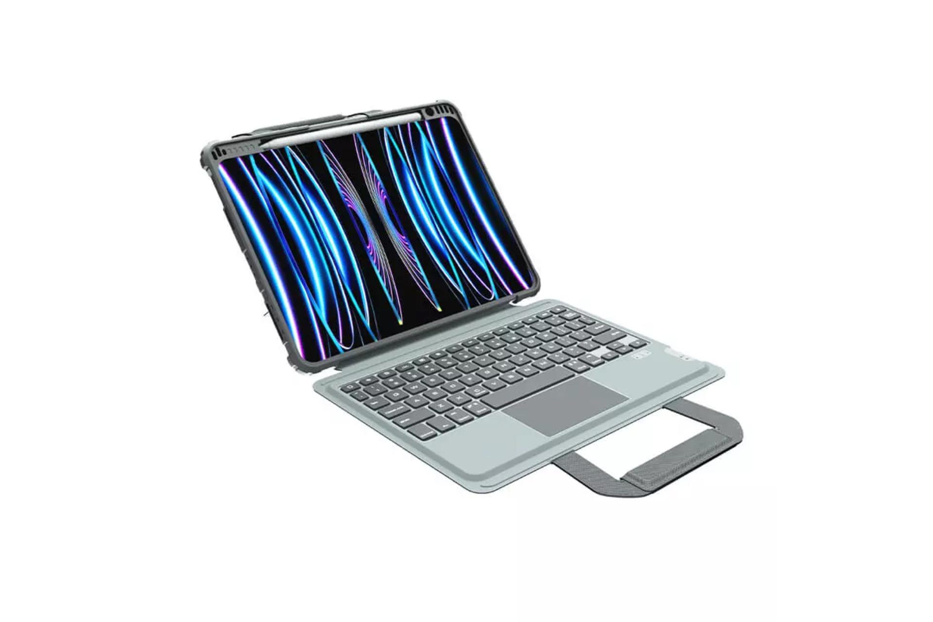 نمای داخل قاب تبلت کیف کلاسوری نیلکین مدل Bumper Go Keyboard مناسب اپل iPad Pro 11 2024