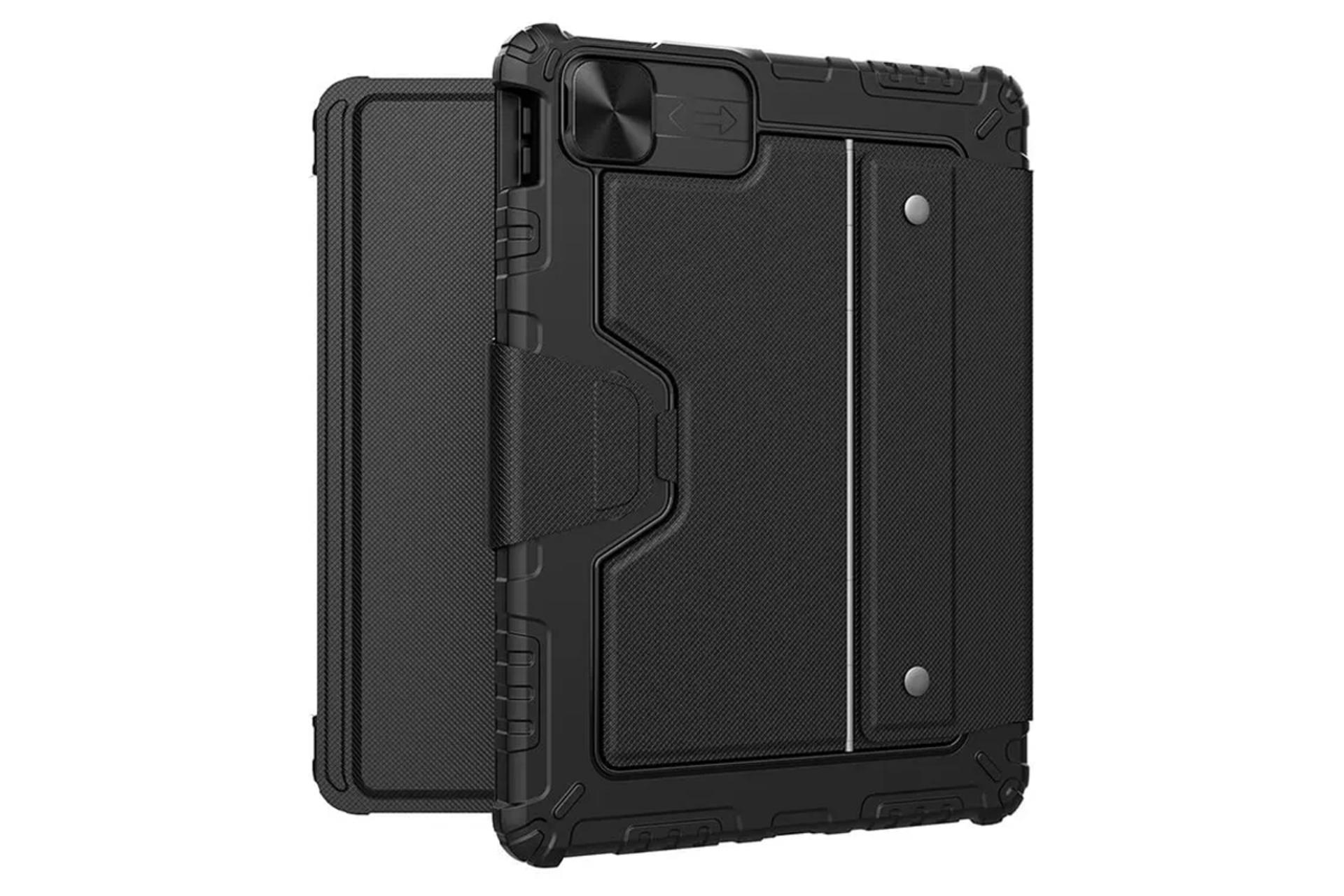 رنگ مشکی کیف کلاسوری نیلکین مدل Bumper Combo Keyboard Backlit مناسب اپل iPad Air 11 2025