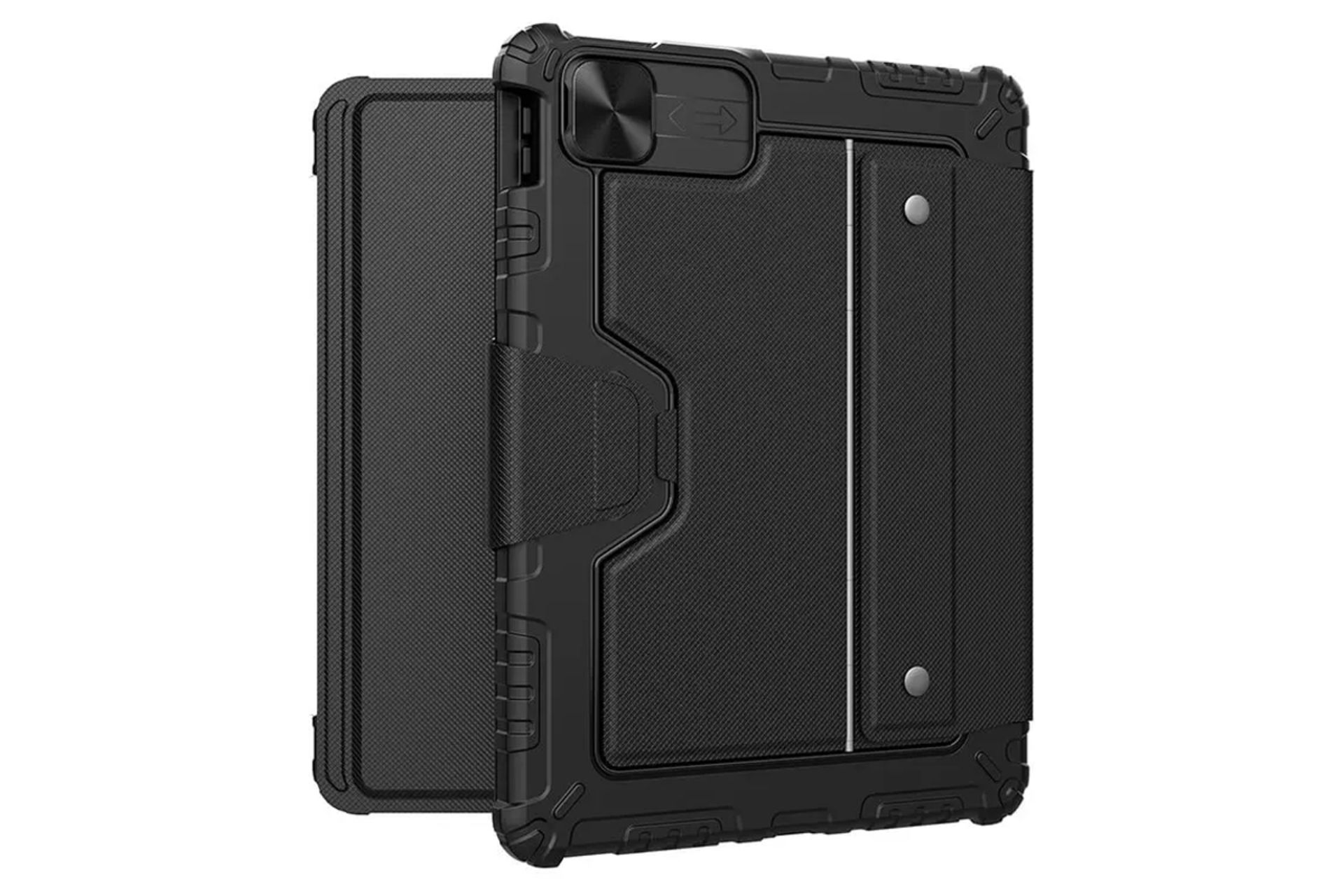 رنگ مشکی کیف کلاسوری نیلکین مدل Bumper Combo Keyboard Backlit مناسب اپل iPad Air 11 2025