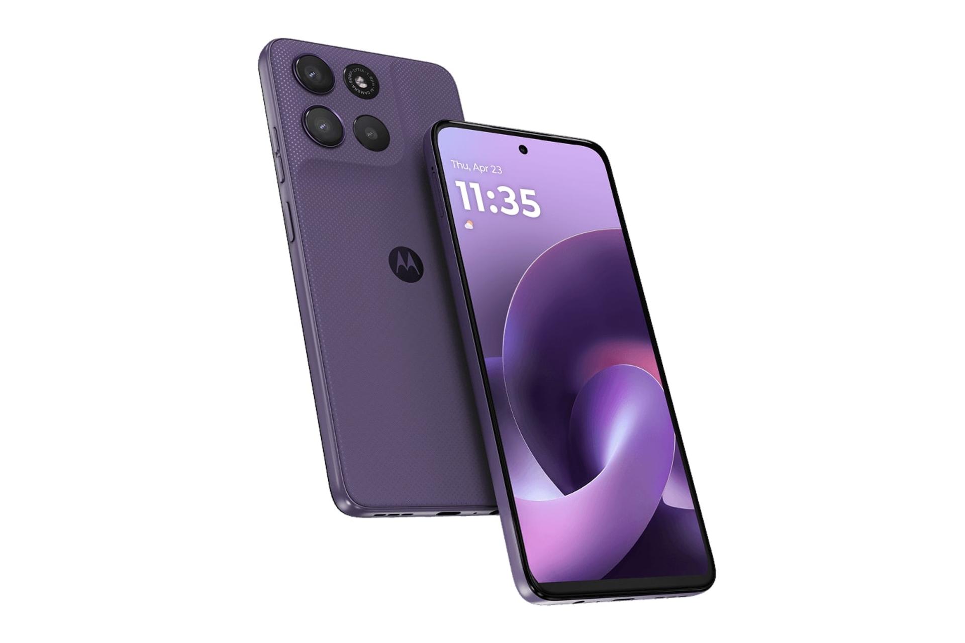 نمای جانبی گوشی موبایل موتو G67 پاور موتورولا بنفش تیره / Motorola Moto G67 Power