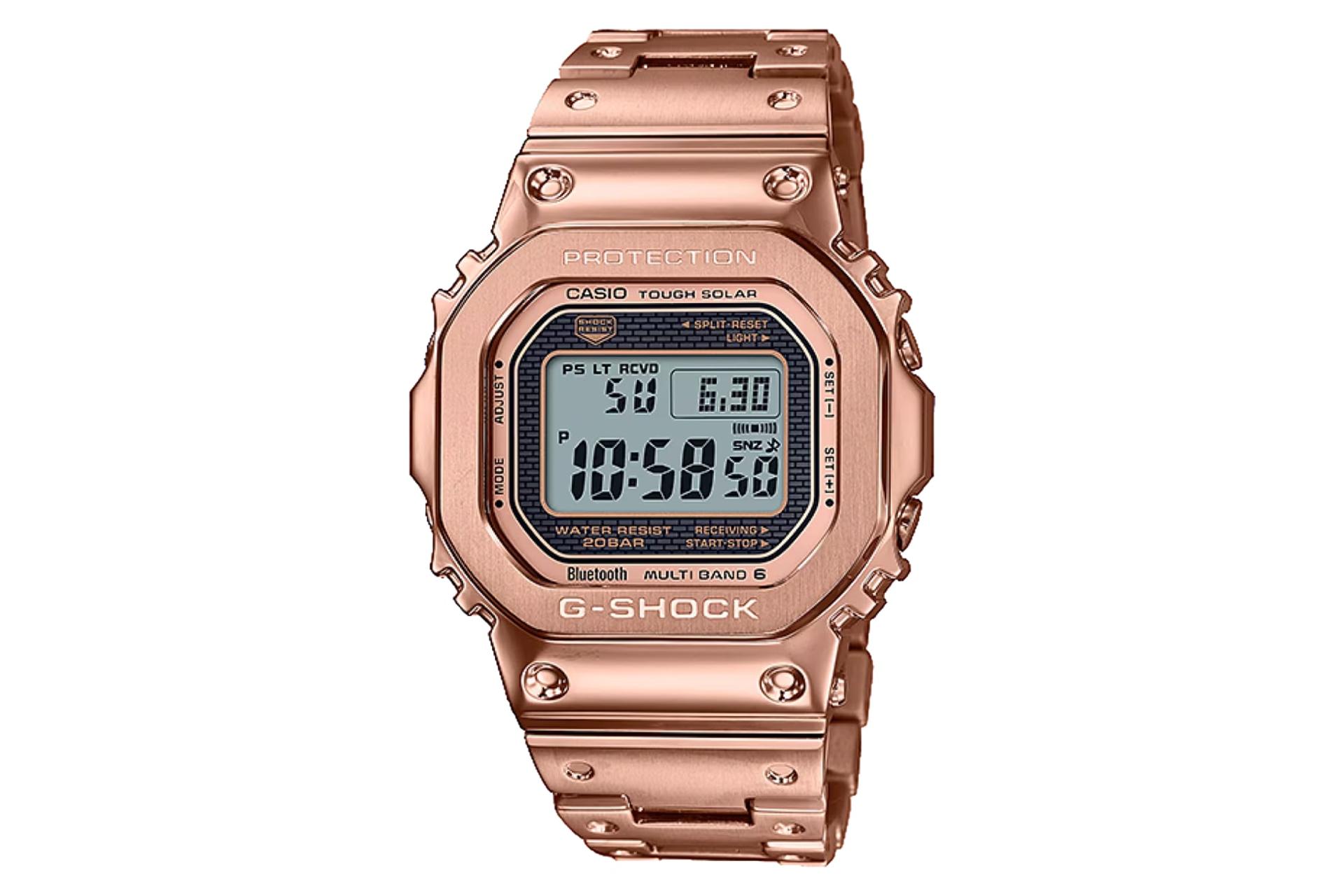 نمای جلوی ساعت مچی مردانه کاسیو جی شاک GMW-B5000GD-4 با نمایش فریم و نمایشگر