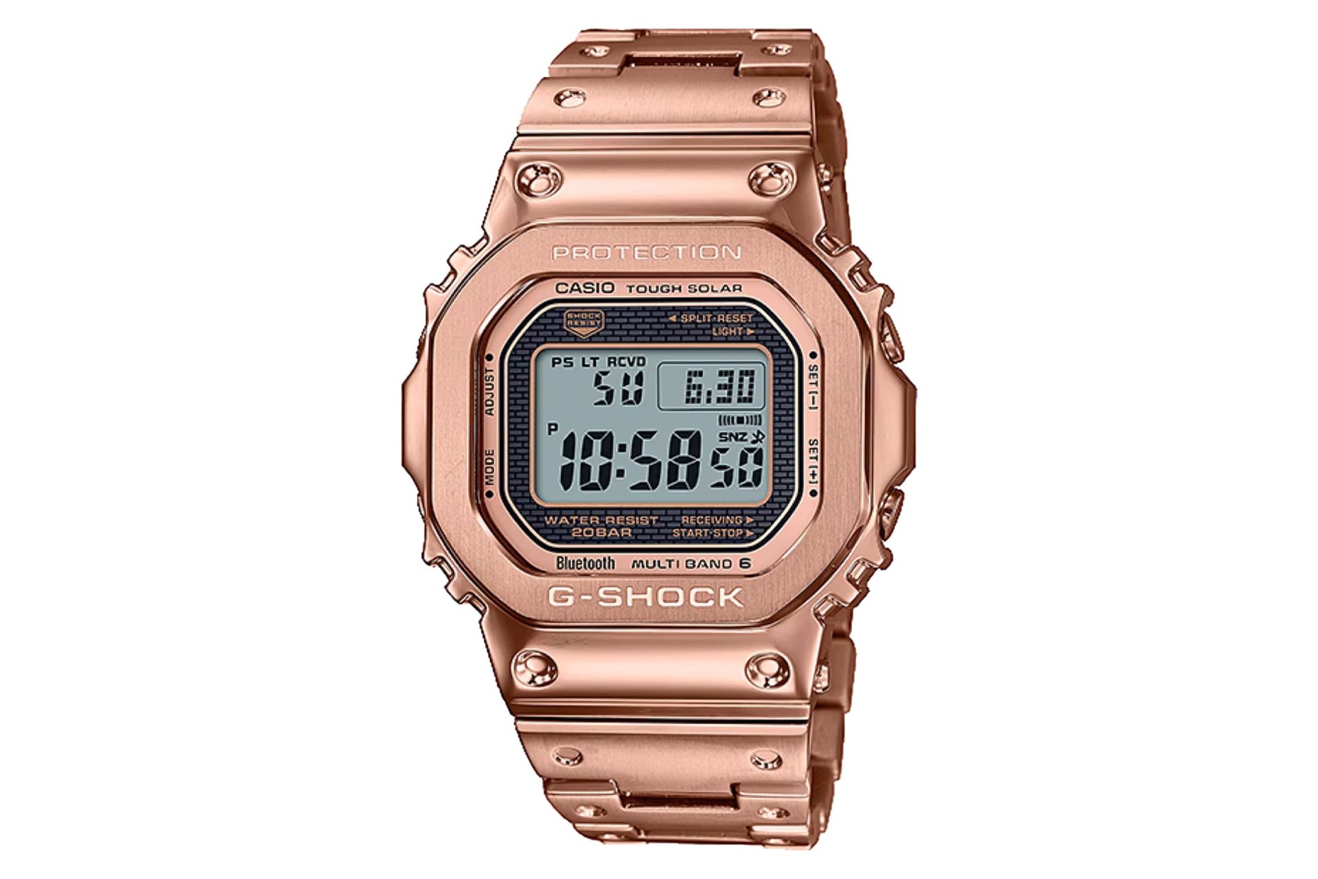 نمای جلوی ساعت مچی مردانه کاسیو جی شاک GMW-B5000GD-4 با نمایش فریم و نمایشگر