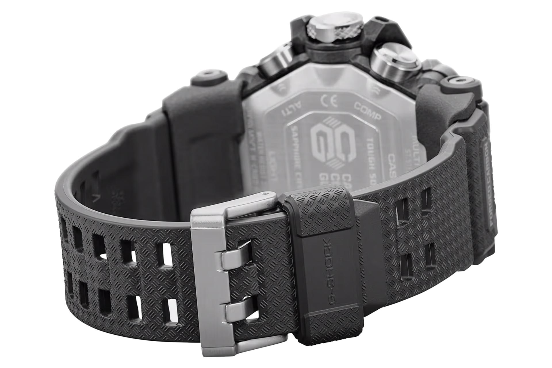 نمای پشت ساعت مچی مردانه کاسیو جی شاک GWG-2000-1A1 با نمایش بند، قفل و لوگو