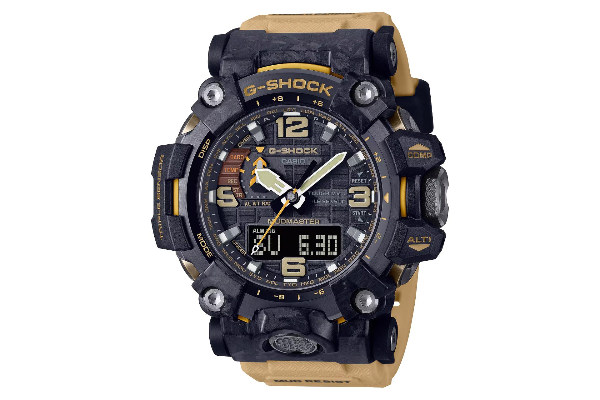 نمای جلوی ساعت مچی مردانه کاسیو جی شاک GWG-2000-1A5 با نمایش فریم و صفحه
