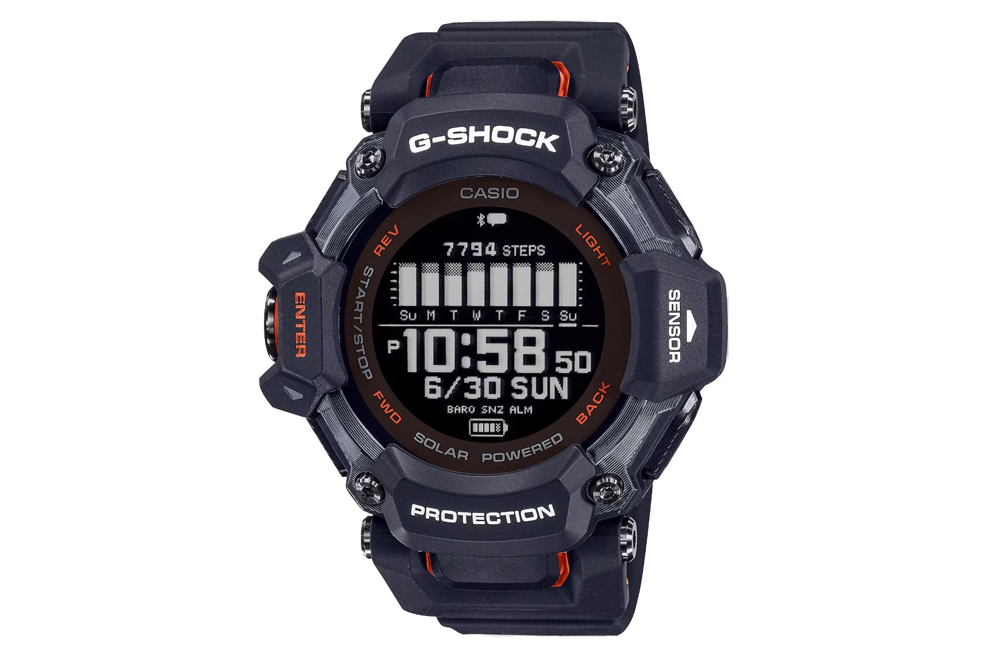 نمای جلوی ساعت مچی مردانه کاسیو جی شاک GBD-H2000-1A با نمایش فریم و صفحه