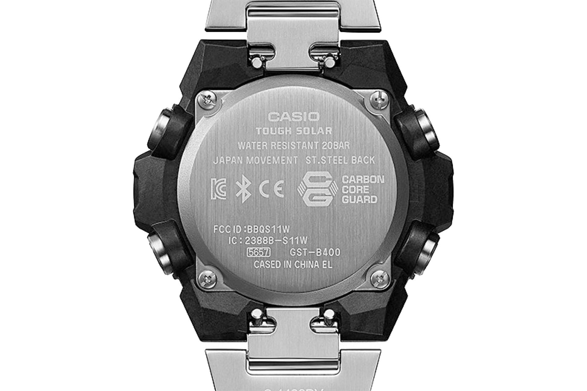 نمای پشت ساعت مچی مردانه کاسیو جی شاک GST-B400D-1A با نمایش لوگو