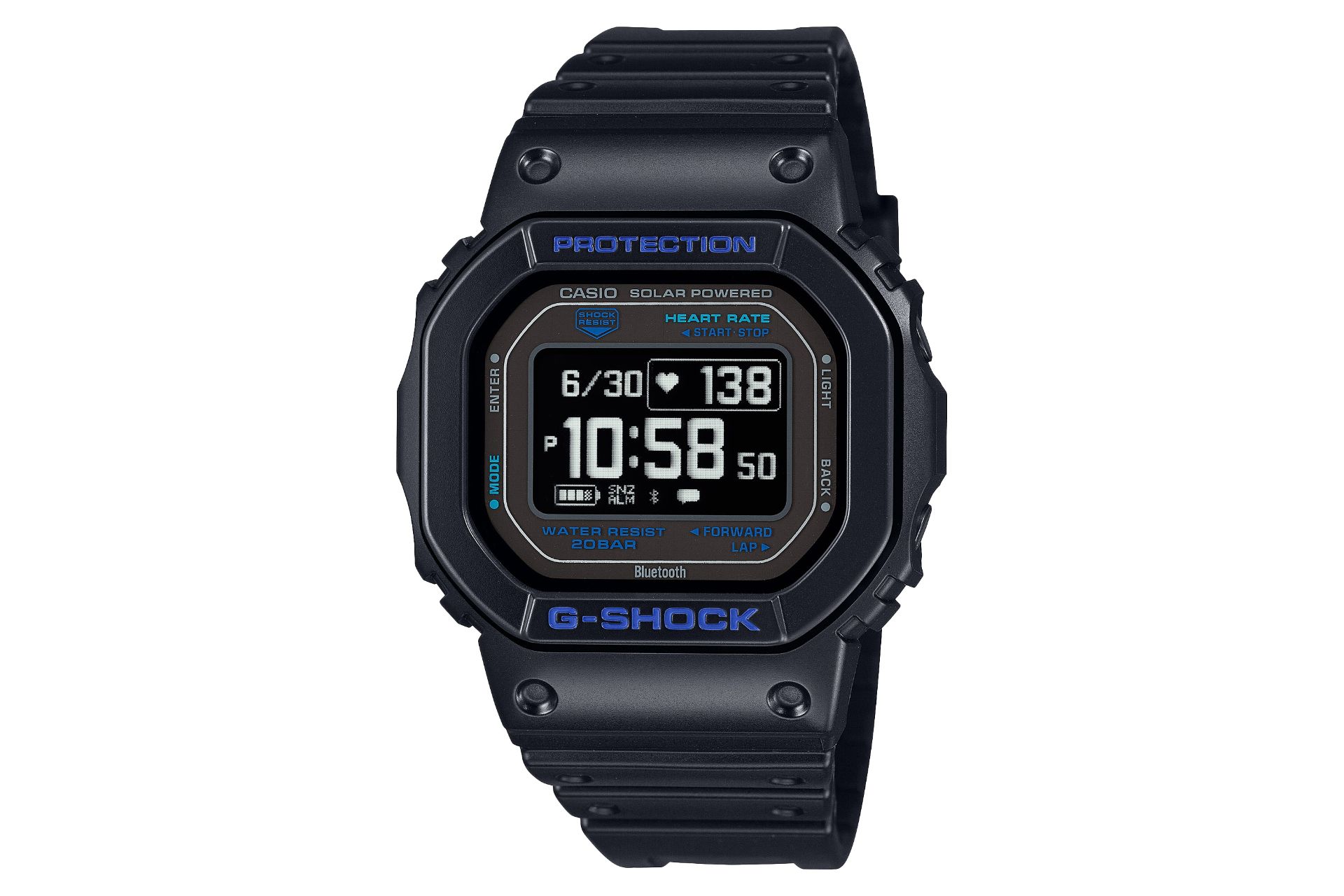 نمای جلوی ساعت مچی مردانه کاسیو جی شاک DW-H5600-1A2 با نمایش فریم و صفحه