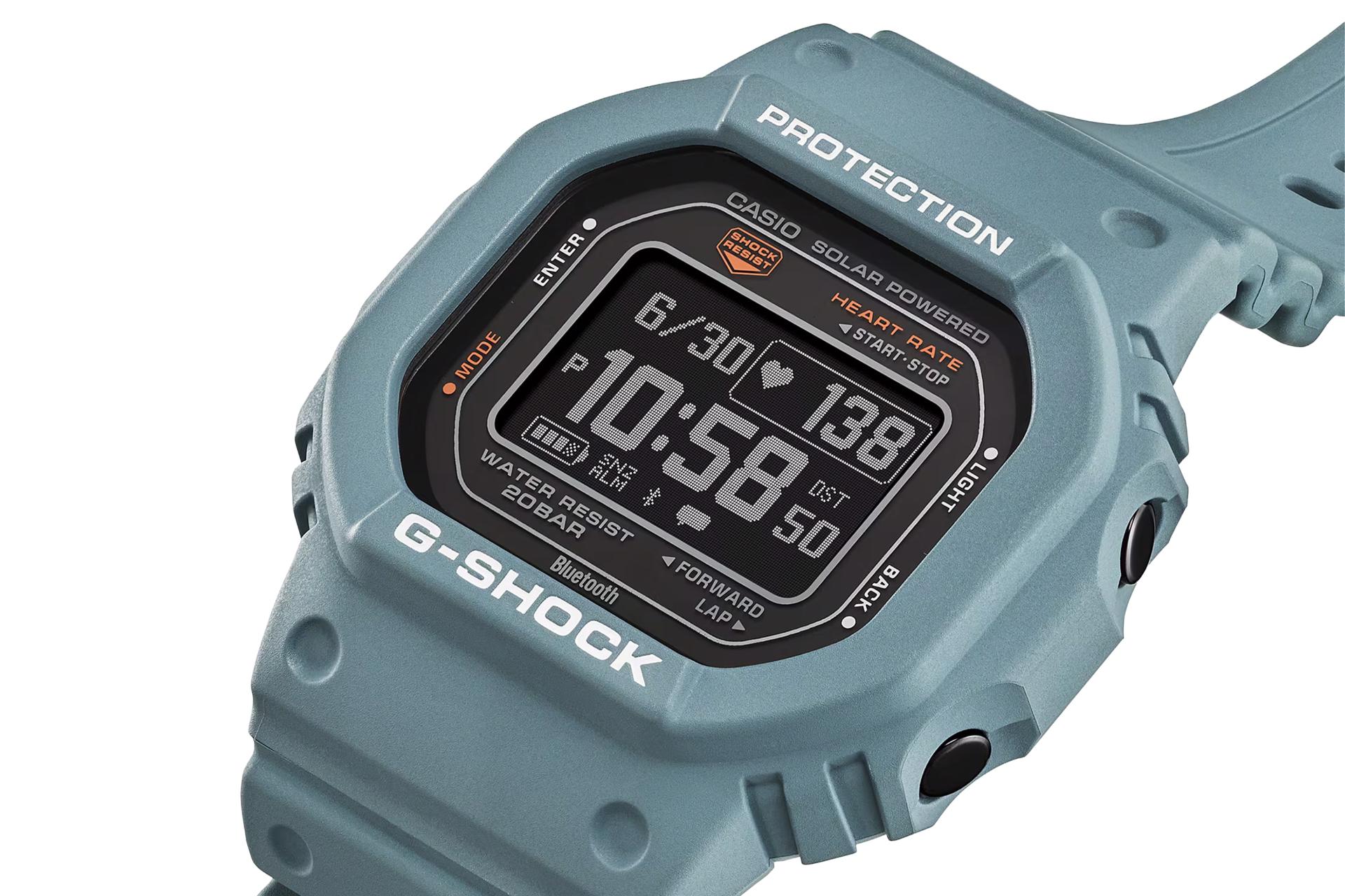 نمای نیمرخ ساعت مچی مردانه کاسیو جی شاک DW-H5600-2 با نمایش دکمه‌های لبه سمت راست