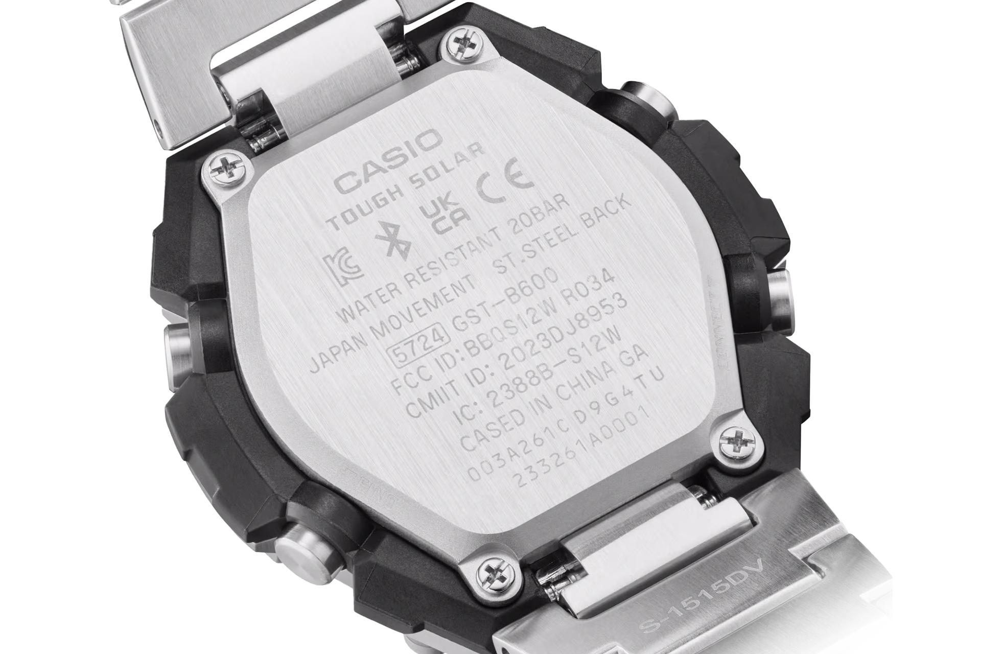 نمای پشت ساعت مچی مردانه کاسیو جی شاک GST-B600D-1A با نمایش لوگو