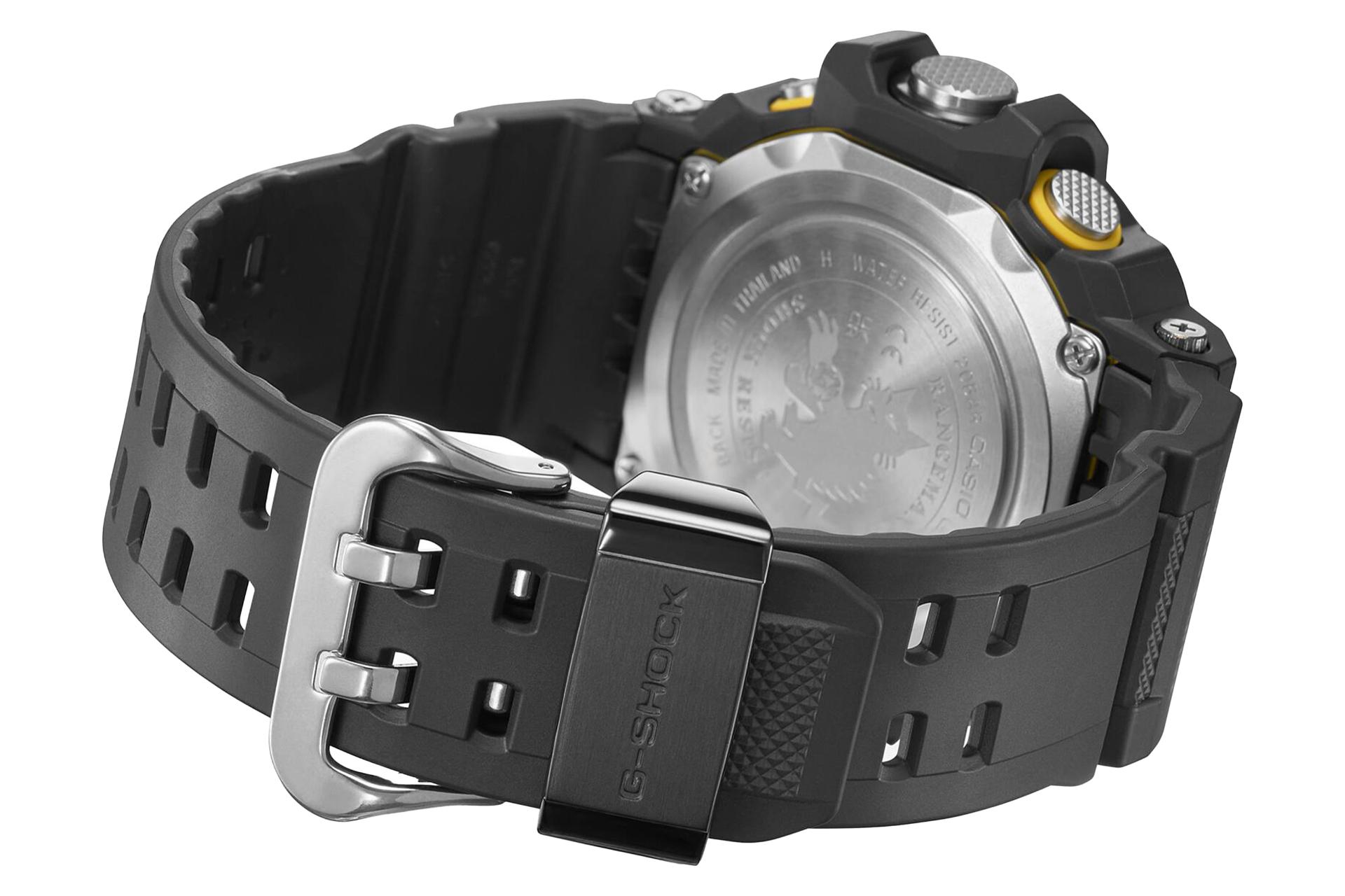 نمای پشت ساعت مچی مردانه کاسیو جی شاک GW-9400Y-1 با نمایش بند و لوگو