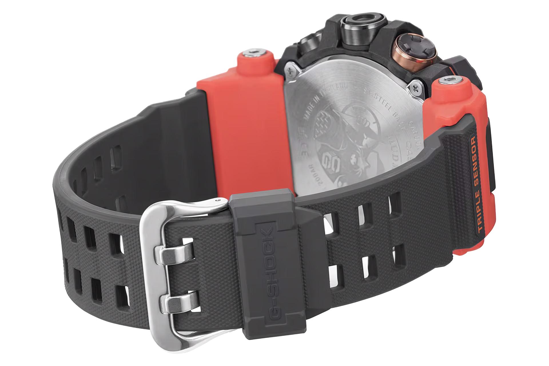 نمای پشت ساعت مچی مردانه کاسیو جی شاک GW-9500-1A4 با نمایش بند و قفل