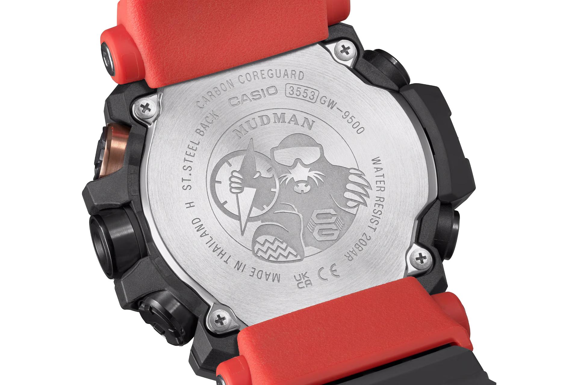 نمای پشت ساعت مچی مردانه کاسیو جی شاک GW-9500-1A4 با نمایش لوگو